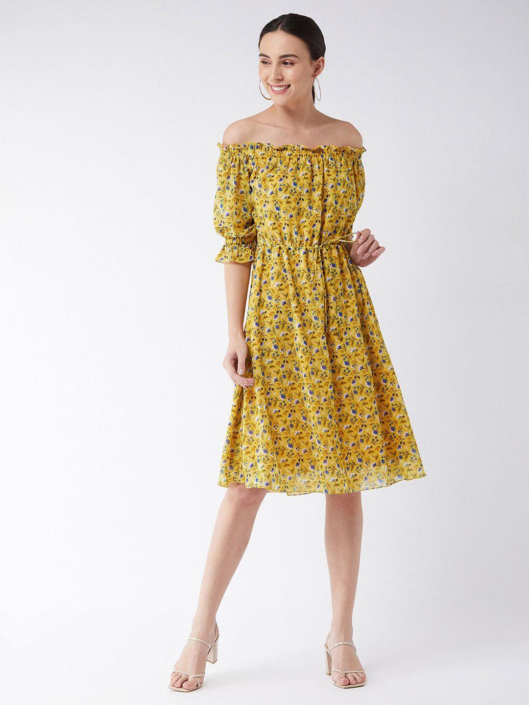 miss-chase-yellow-floral-off-shoulder-georgette-dress