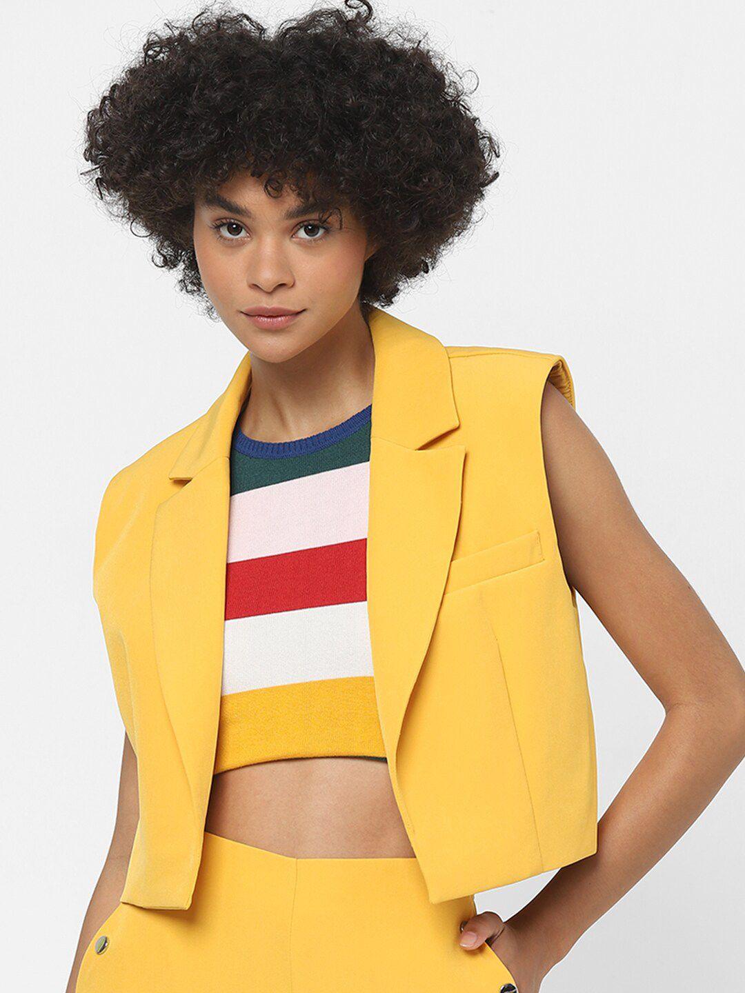 only-women-yellow-solid-waistcoat