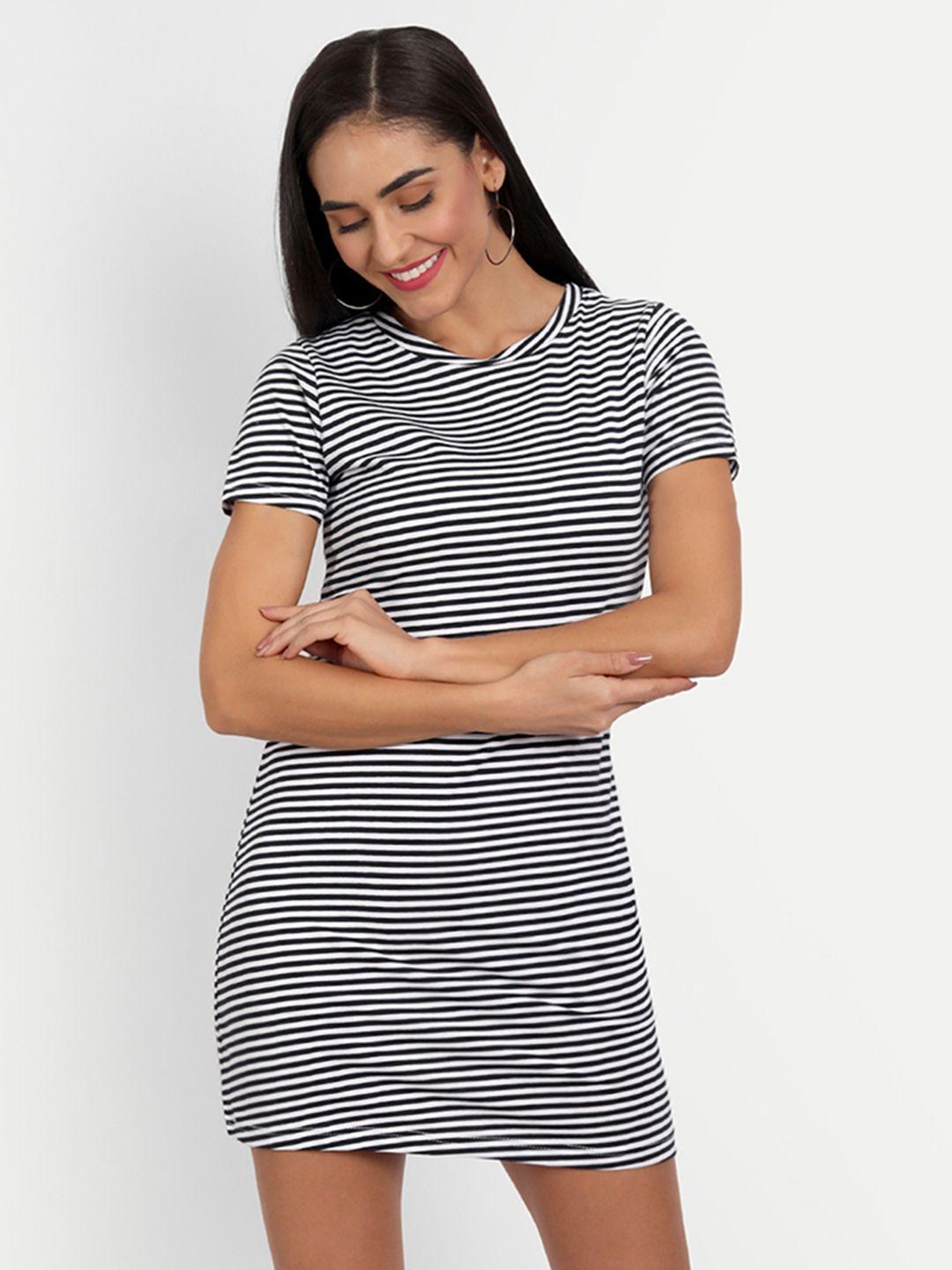 color-capital-black-&-white-striped-sheath-mini-dress