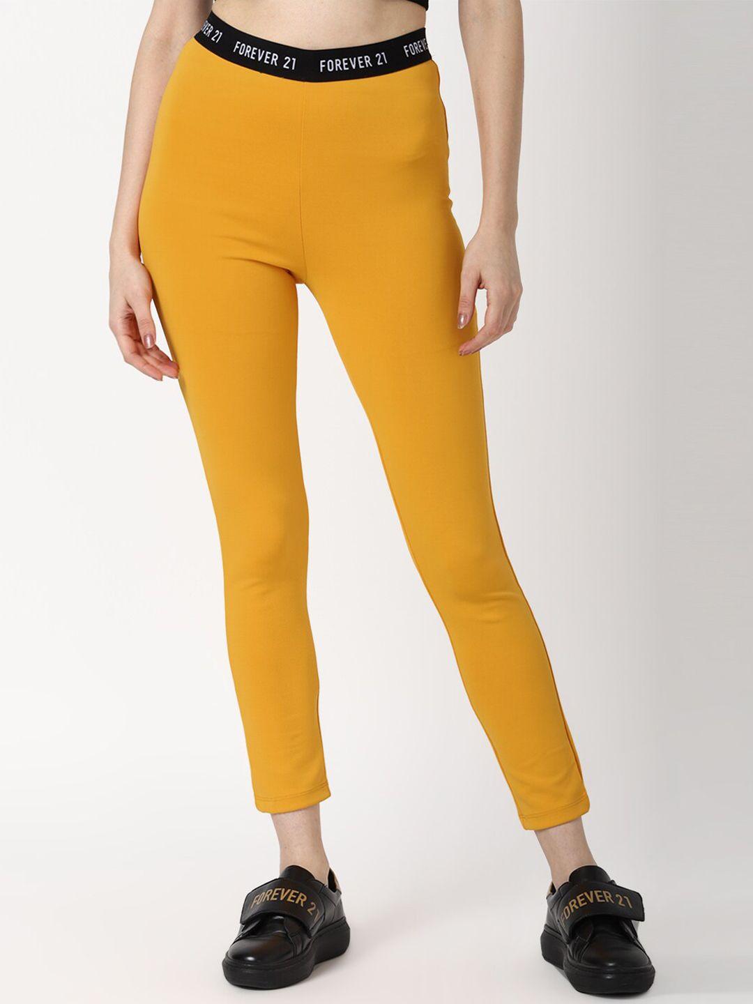 forever-21-yellow-solid-leggings-ankle-length-leggings