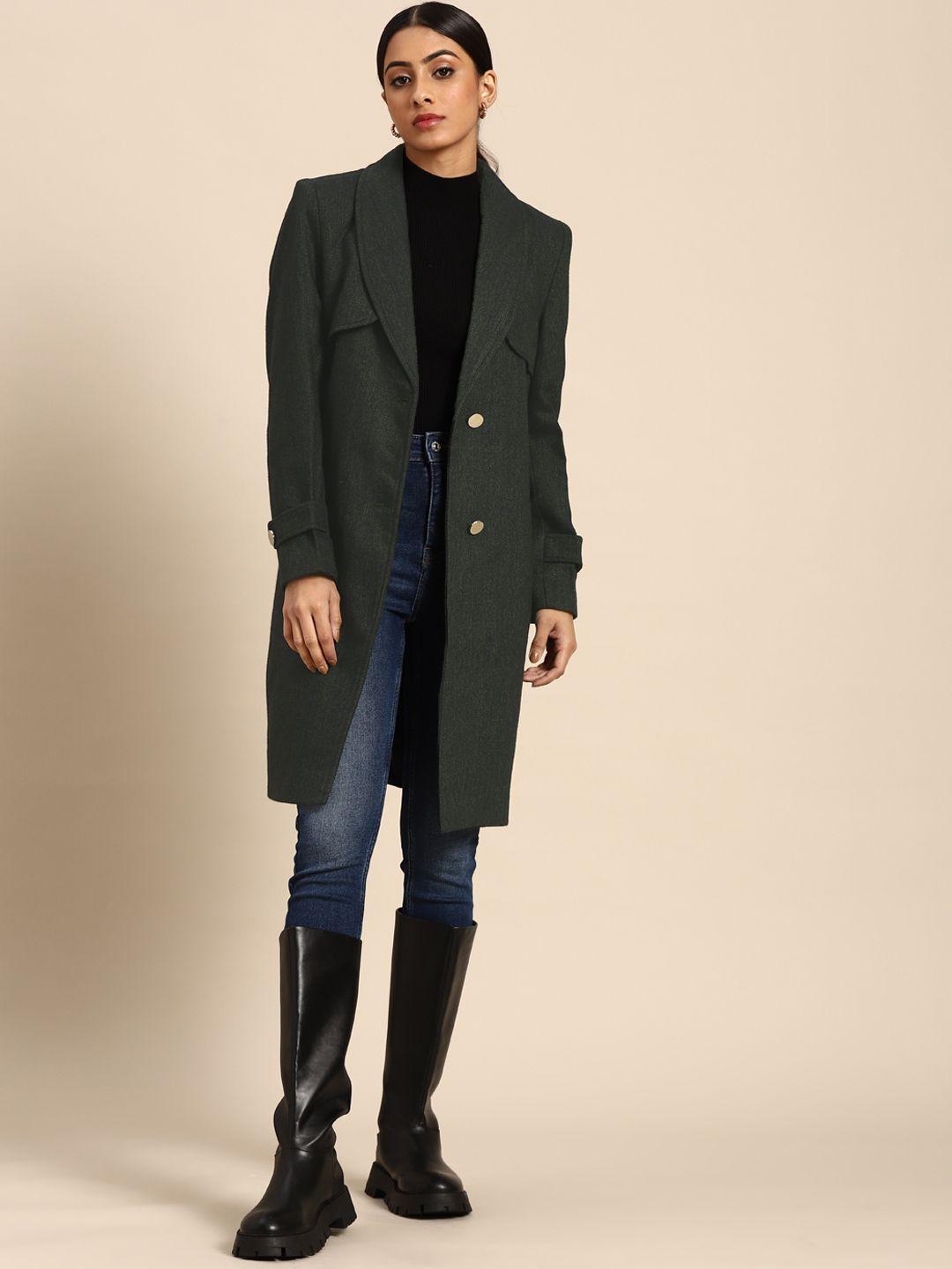 all-about-you-women-green-&-navy-houndstooth-pattern-longline-overcoat