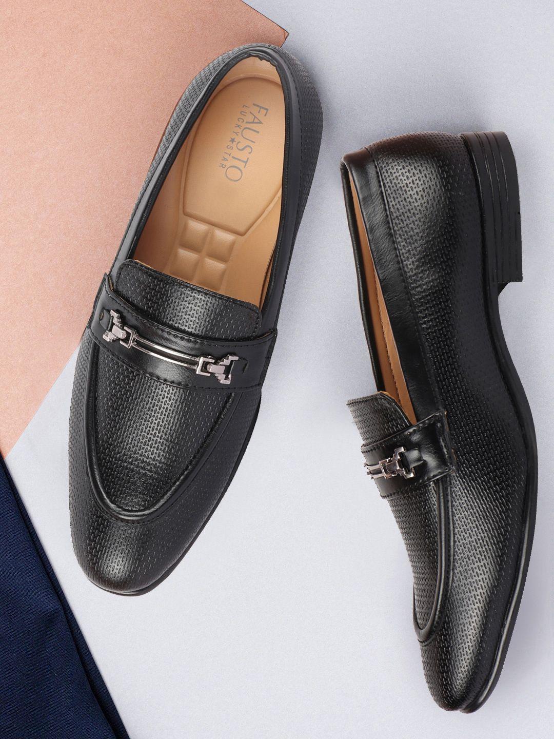 fausto-men-black-solid-formal-loafers