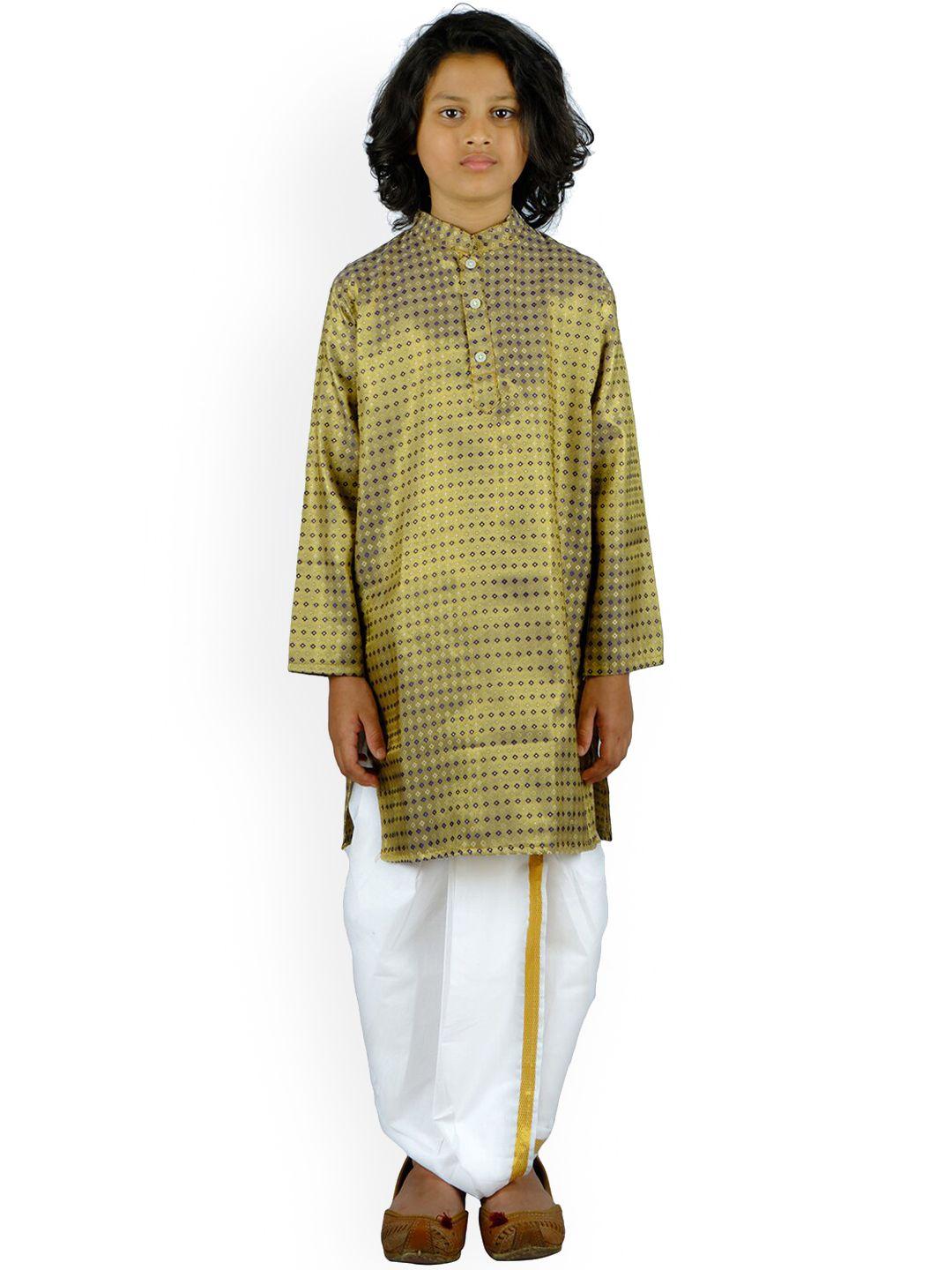 sethukrishna-boys-gold-toned-printed-kurta-with-dhoti-pants