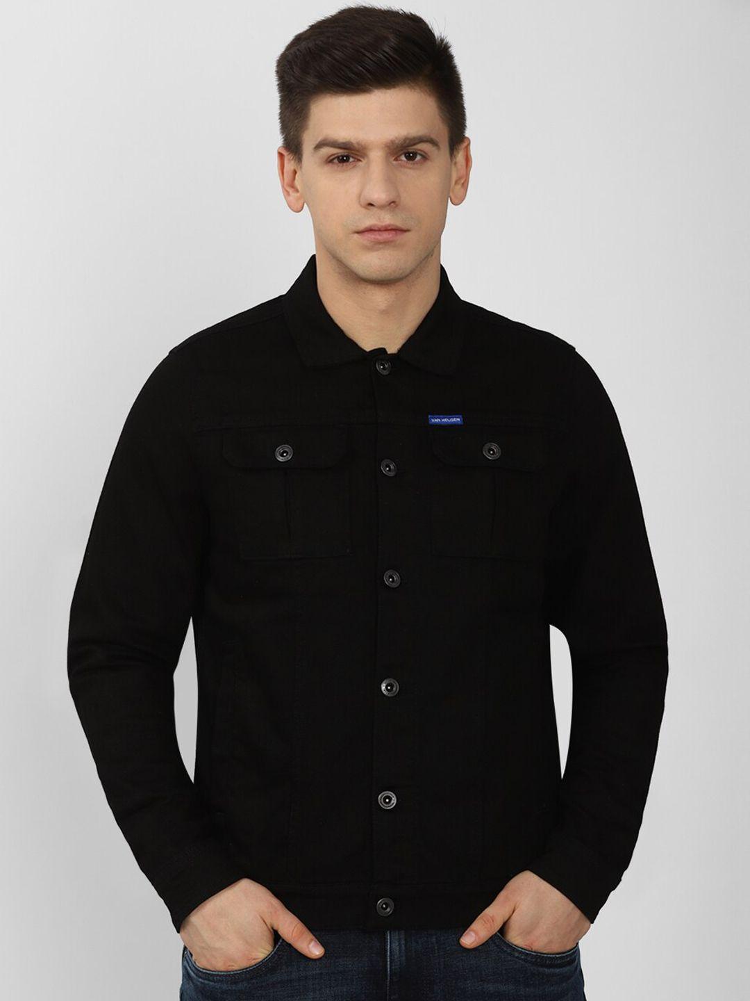 van-heusen-denim-labs-men-black-geometric-denim-jacket-with-patchwork