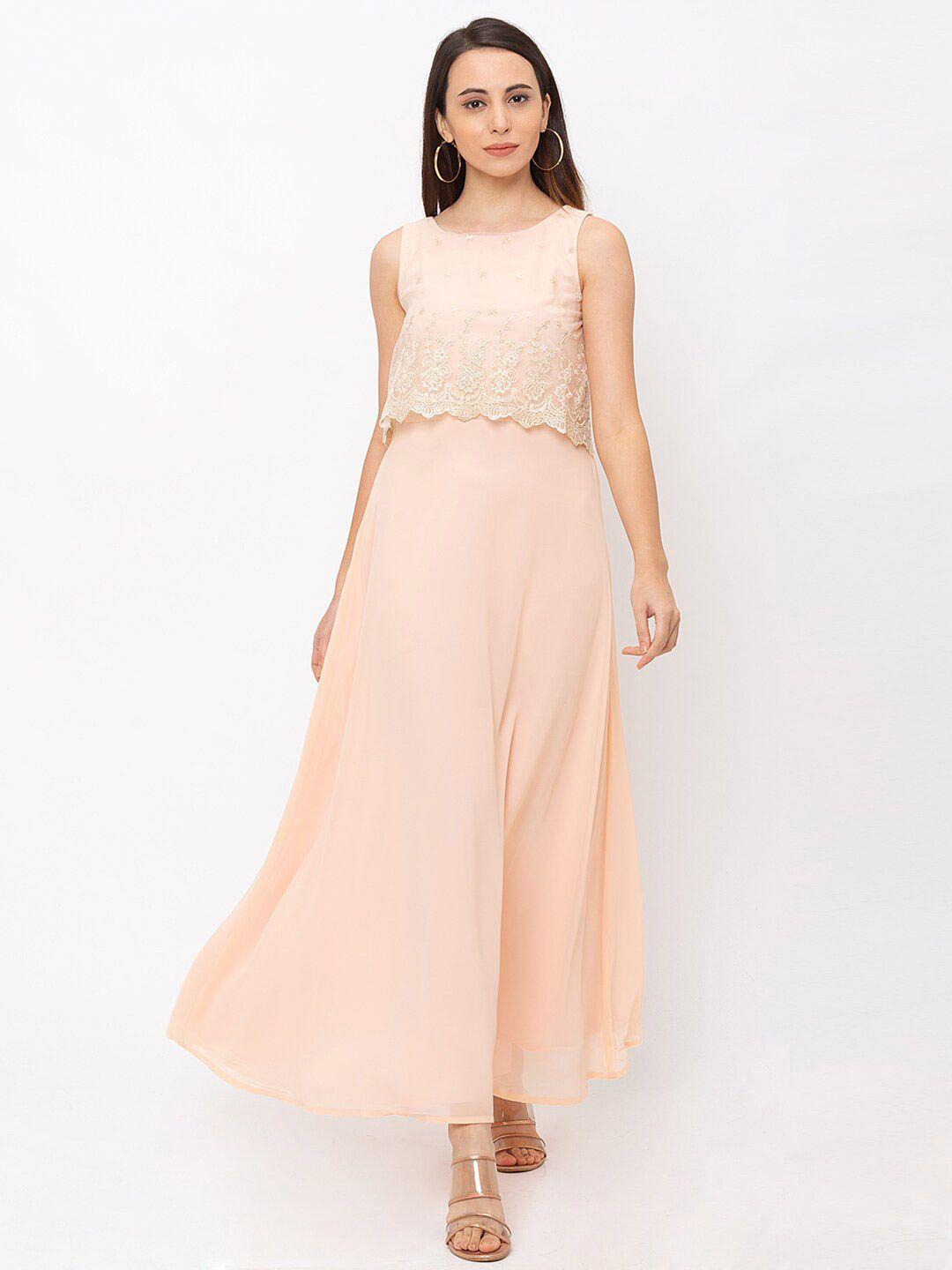 la-aimee-peach-coloured-&-antique-white-embellished-maxi-dress