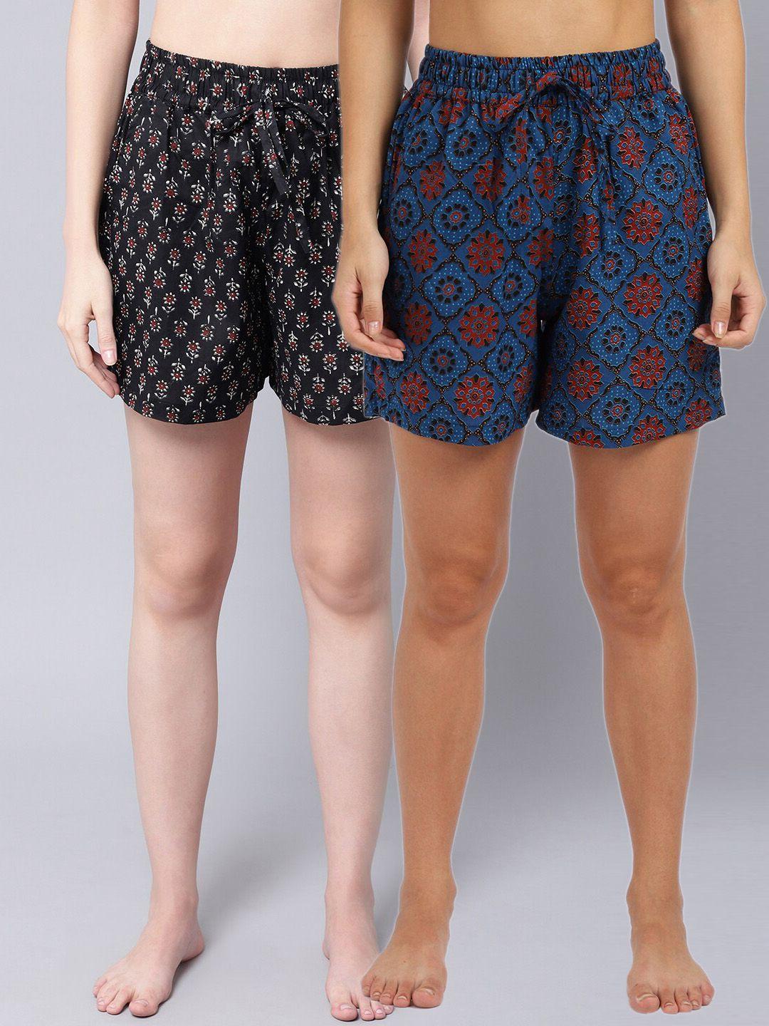 tag-7-women-blue-&-black-2-printed-lounge-shorts