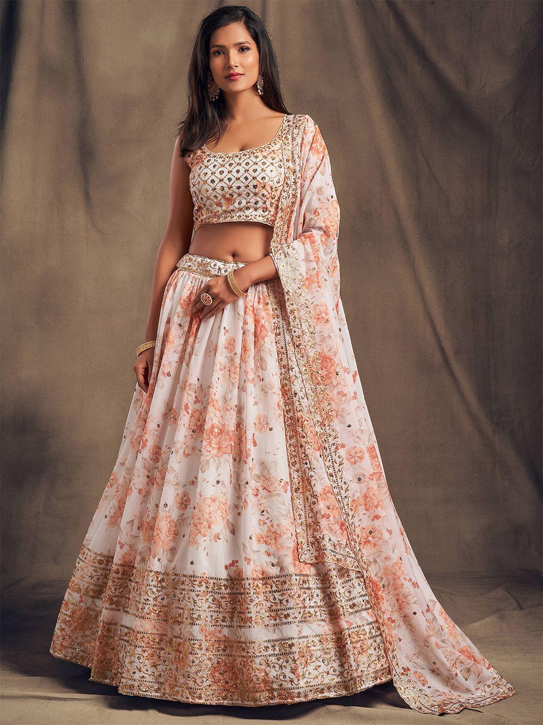 fabpixel-white-&-peach-coloured-embroidered-sequinned-shibori-semi-stitched-lehenga-&-unstitched-blouse-with