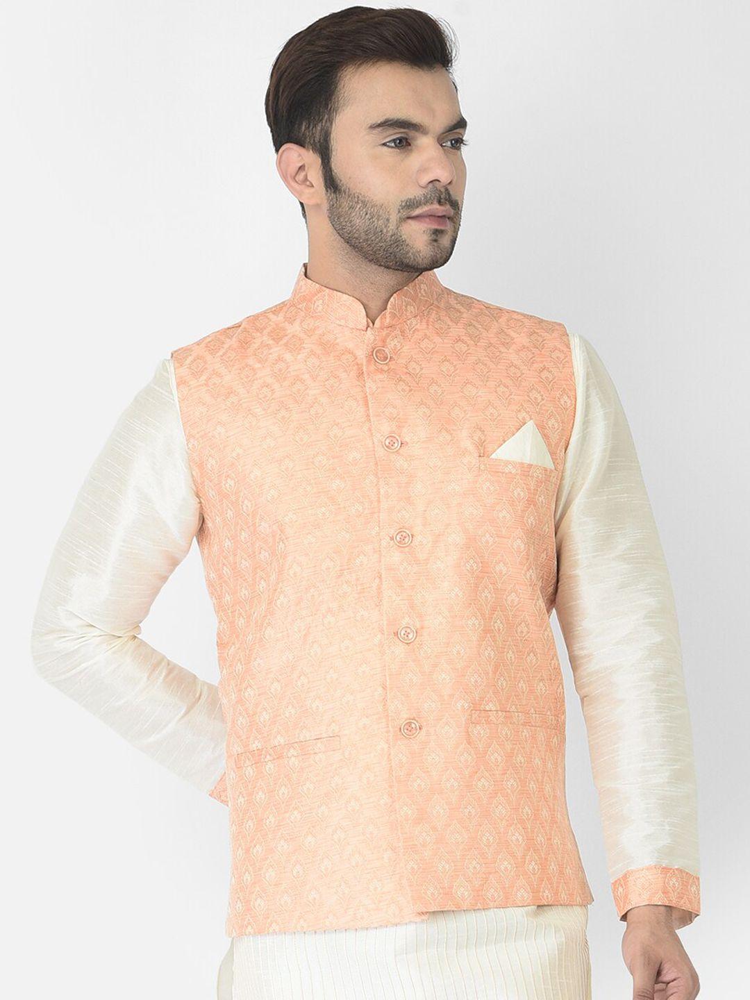 deyann-men-orange-woven-design-nehru-jacket