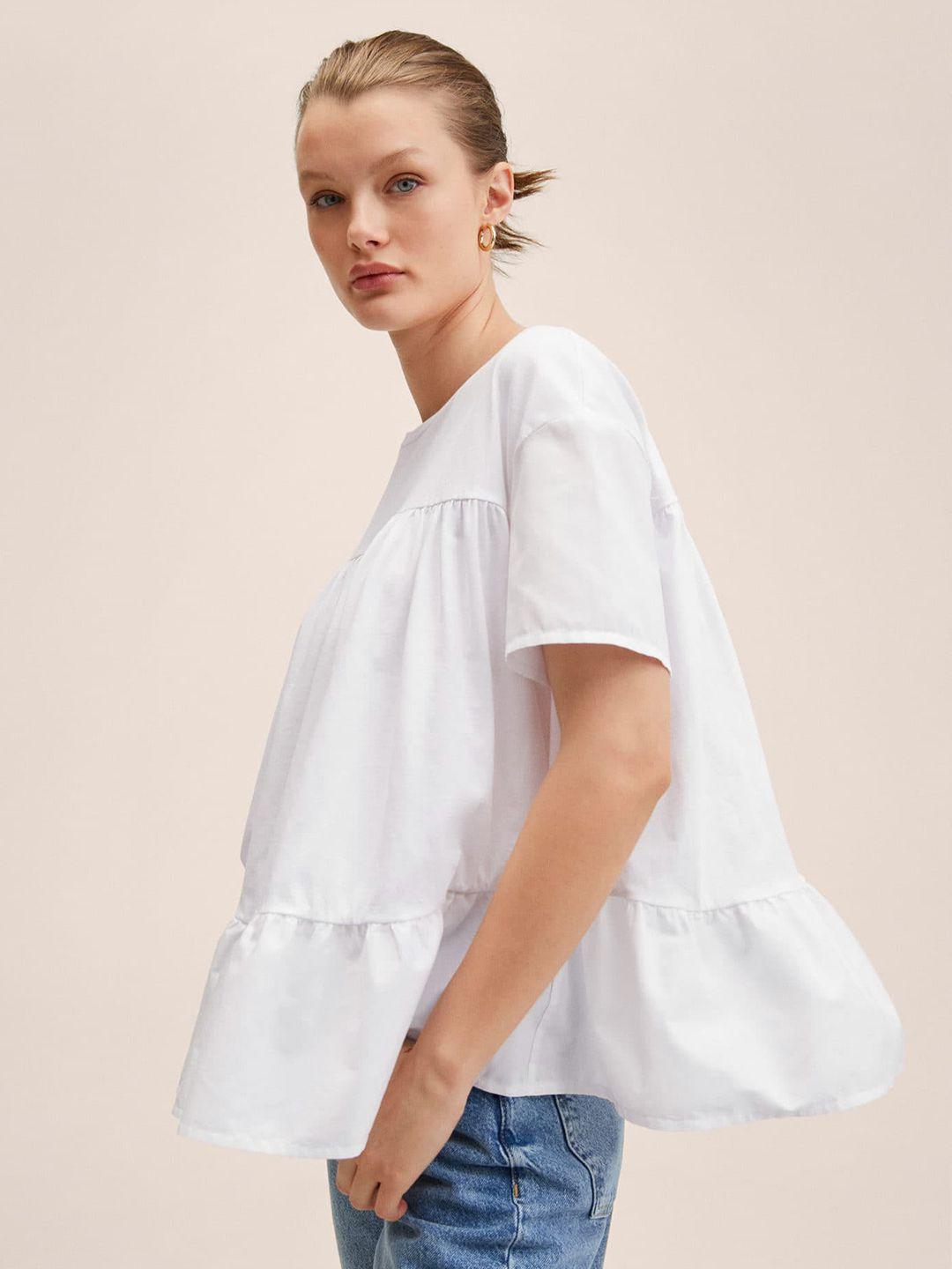 mango-white-pure-cotton-solid-tiered-a-line-top