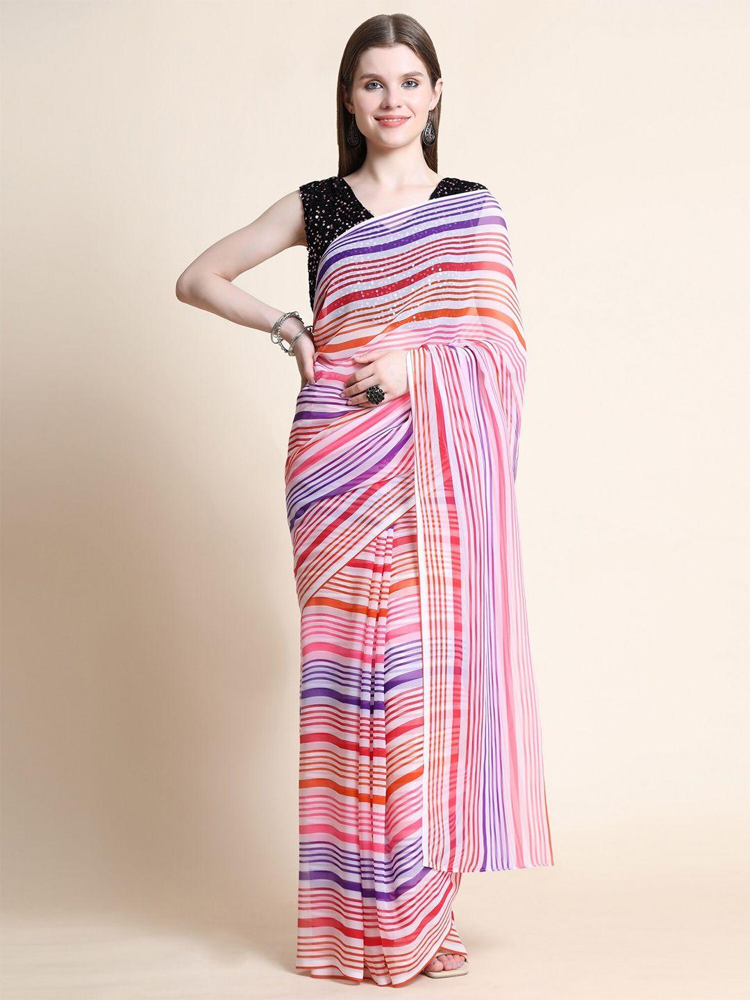 orus-pink-&-blue-striped-pure-georgette-saree