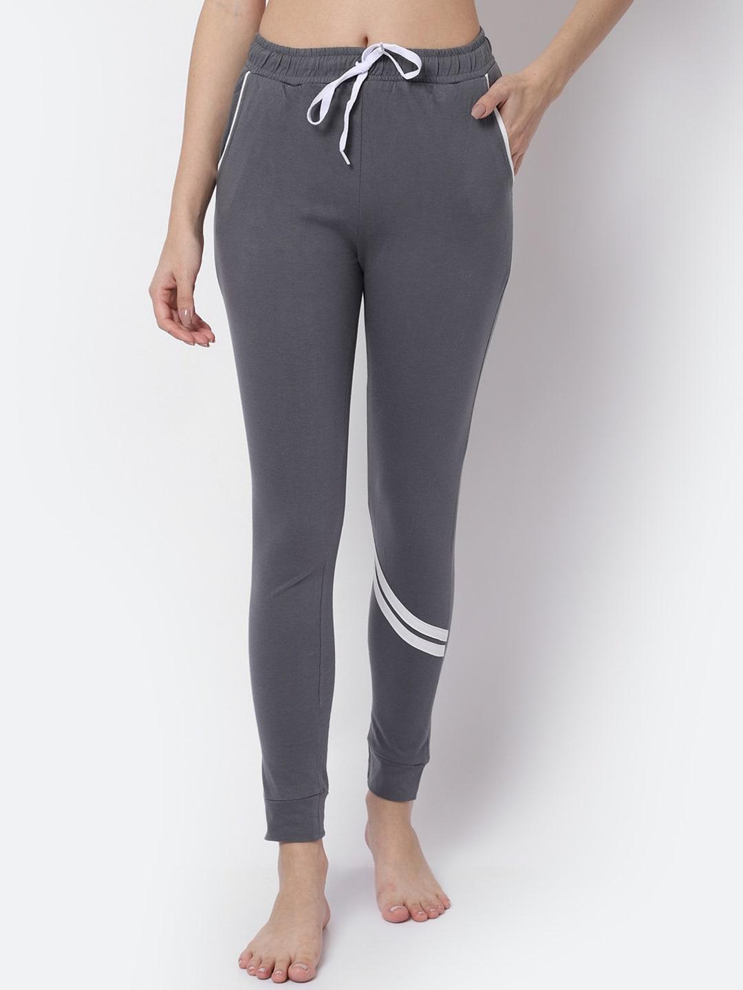 claura-women-grey-solid-cotton--slim-fit-lounge-pants