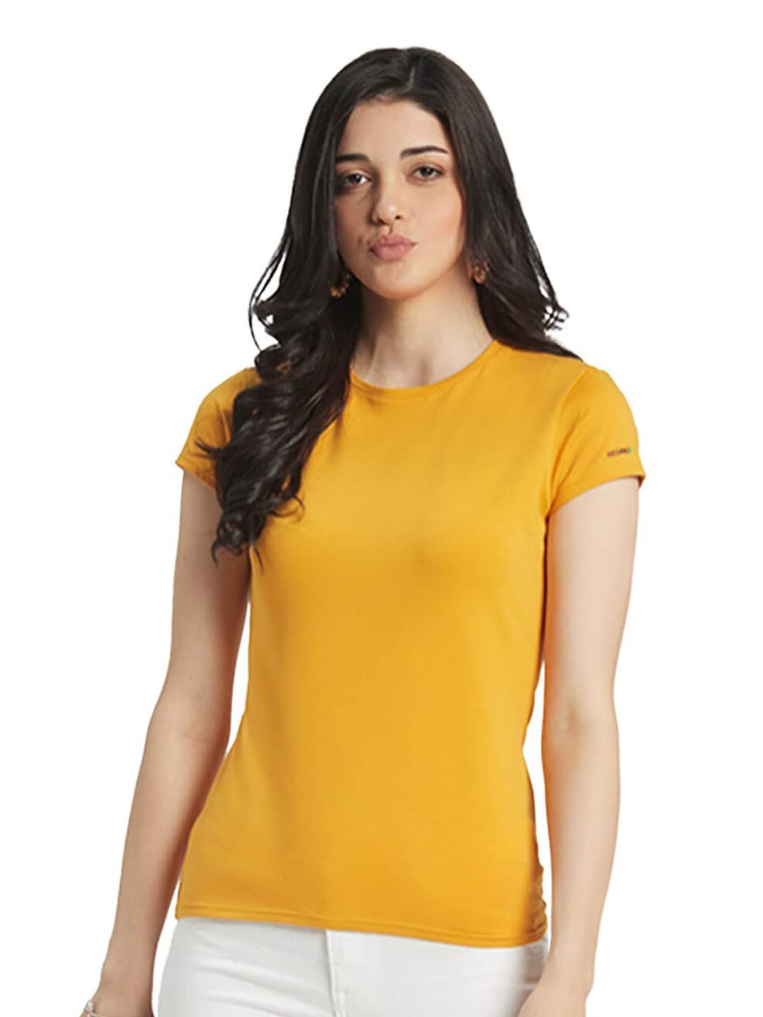 edrio-women-mustard-yellow-t-shirt
