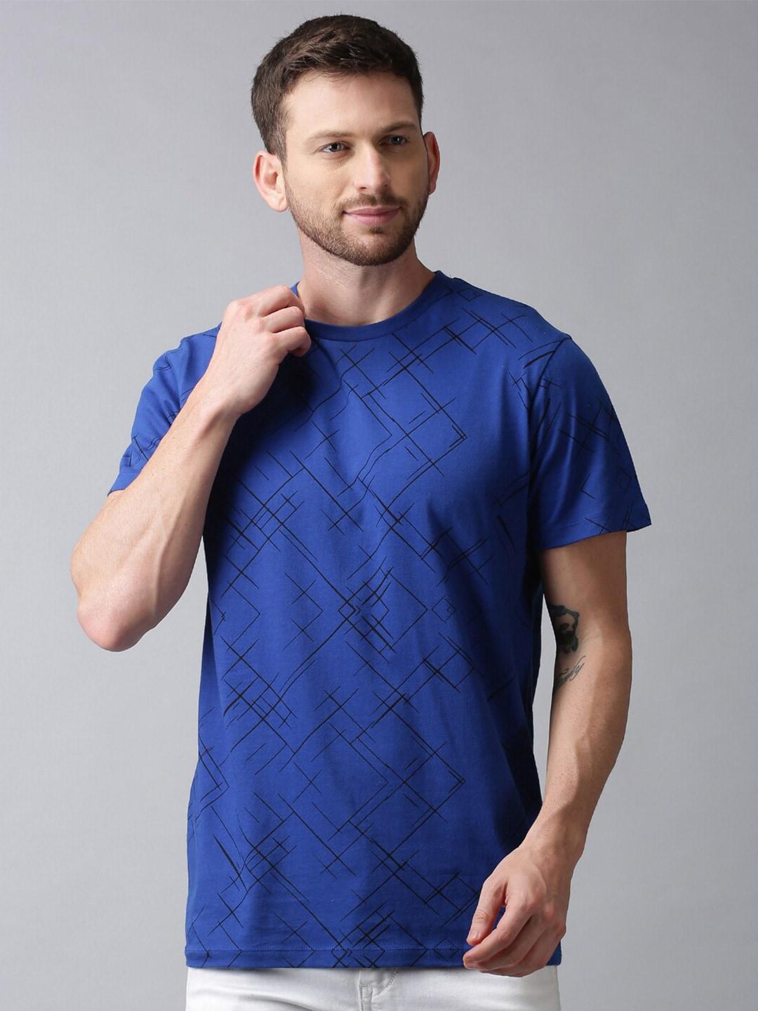 urgear-men-blue-printed-applique-t-shirt