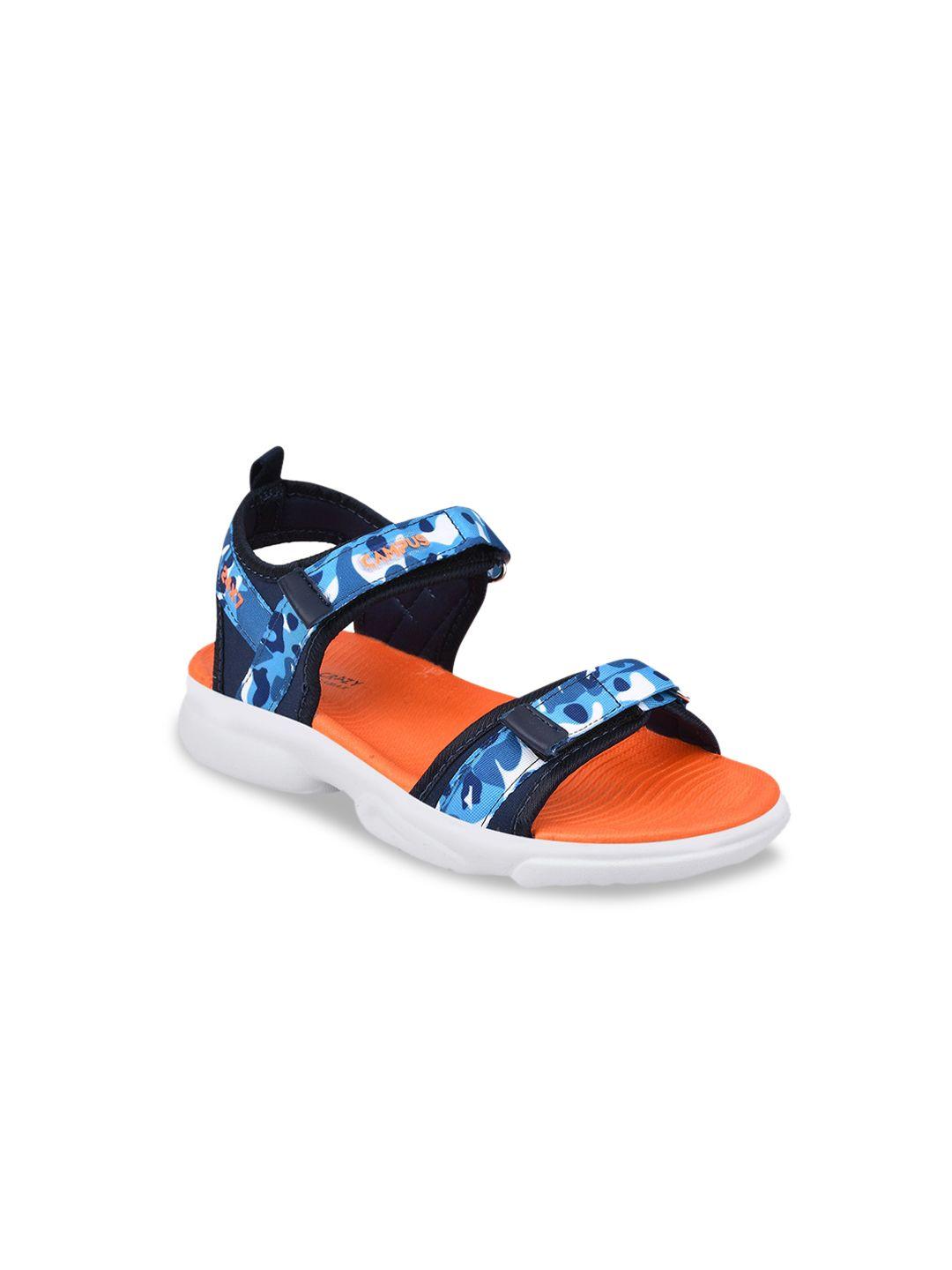 campus-kids-navy-blue-&-orange-printed-sports-sandals
