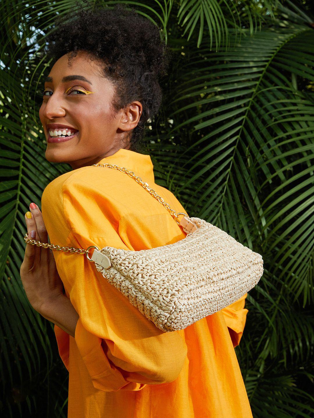 mango-beige-basket-woven-design-structured-baguette-shoulder-bag