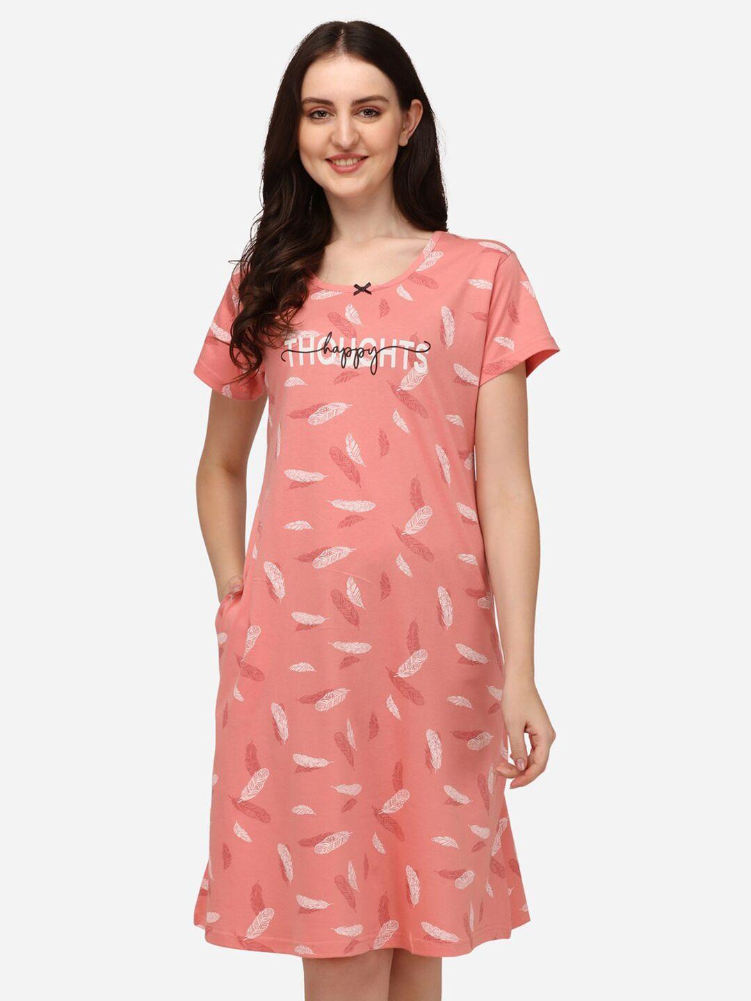 lenissa-coral-pink-printed-cotton-nightdress
