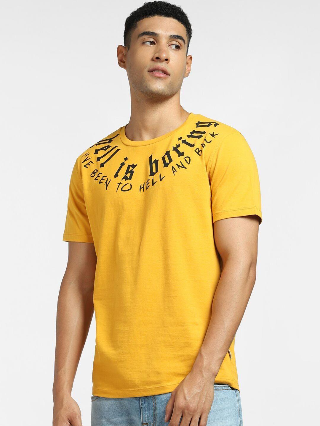 jack-&-jones-men-yellow-printed-v-neck-t-shirt