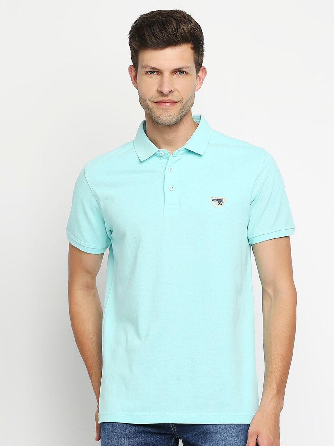 spykar-men-blue-polo-collar-slim-fit-t-shirt