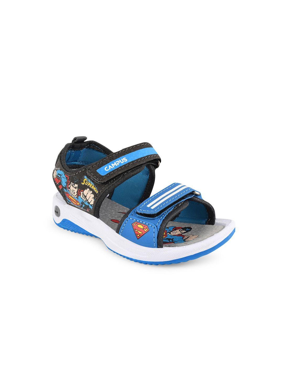 campus-kids-grey-&-blue-superman-printed-sports-sandal