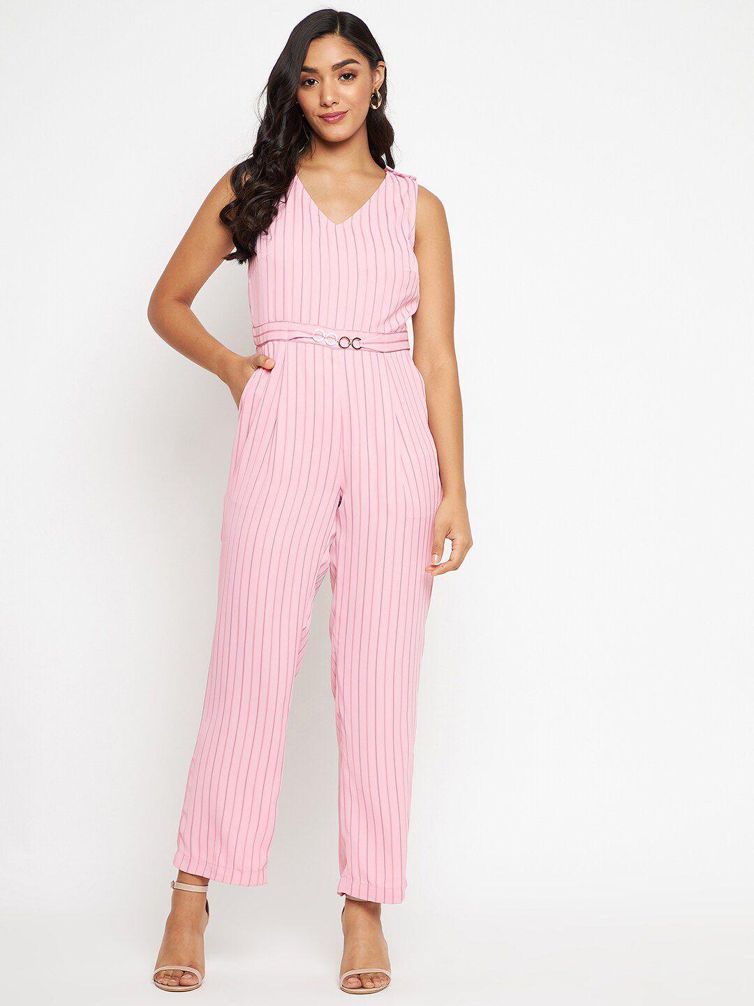 madame-pink-striped-basic-jumpsuit