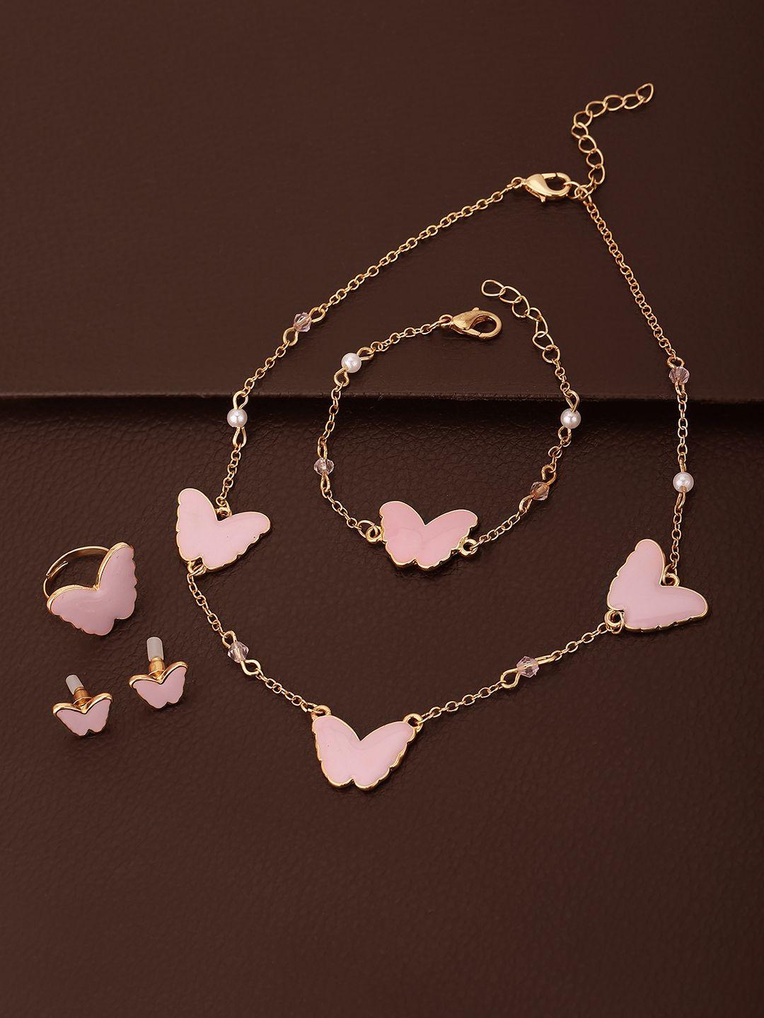 carlton-london-girls-gold-plated-pink-pearl-studded-jewellery-set