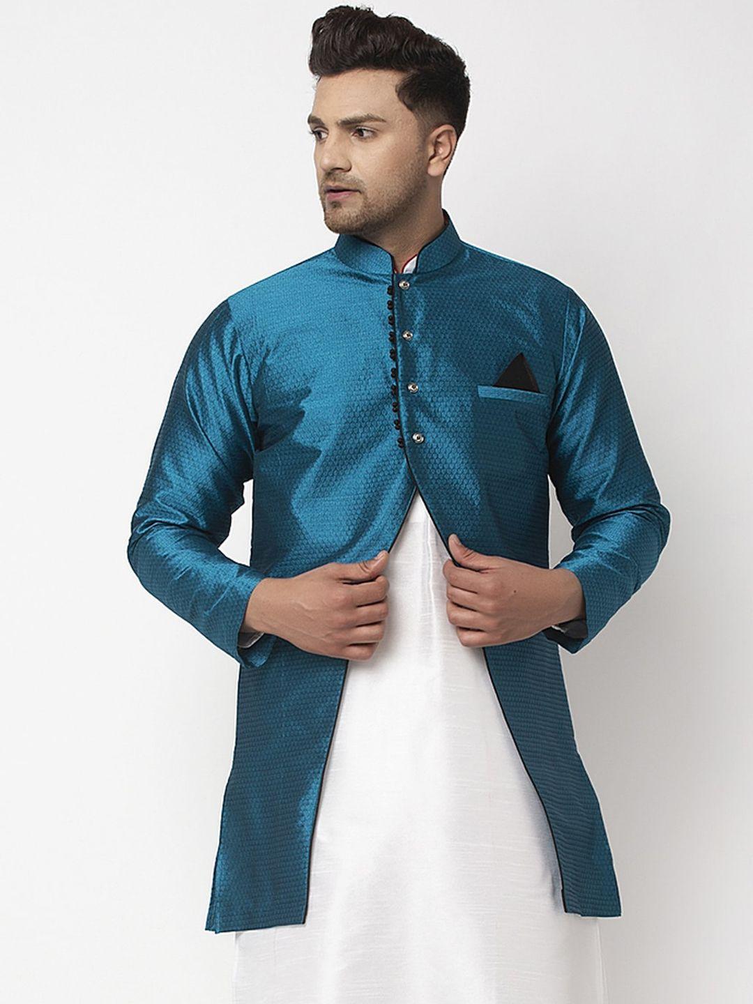 benstoke-men-blue-woven-design-silk-blend-jacket