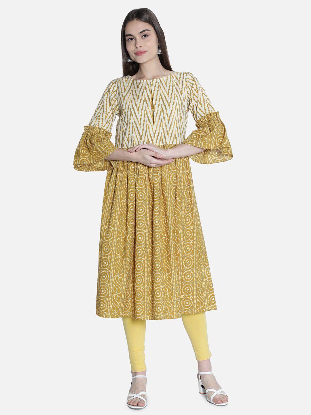 see-designs-mustard-yellow-&-sauterne-floral-midi-dress