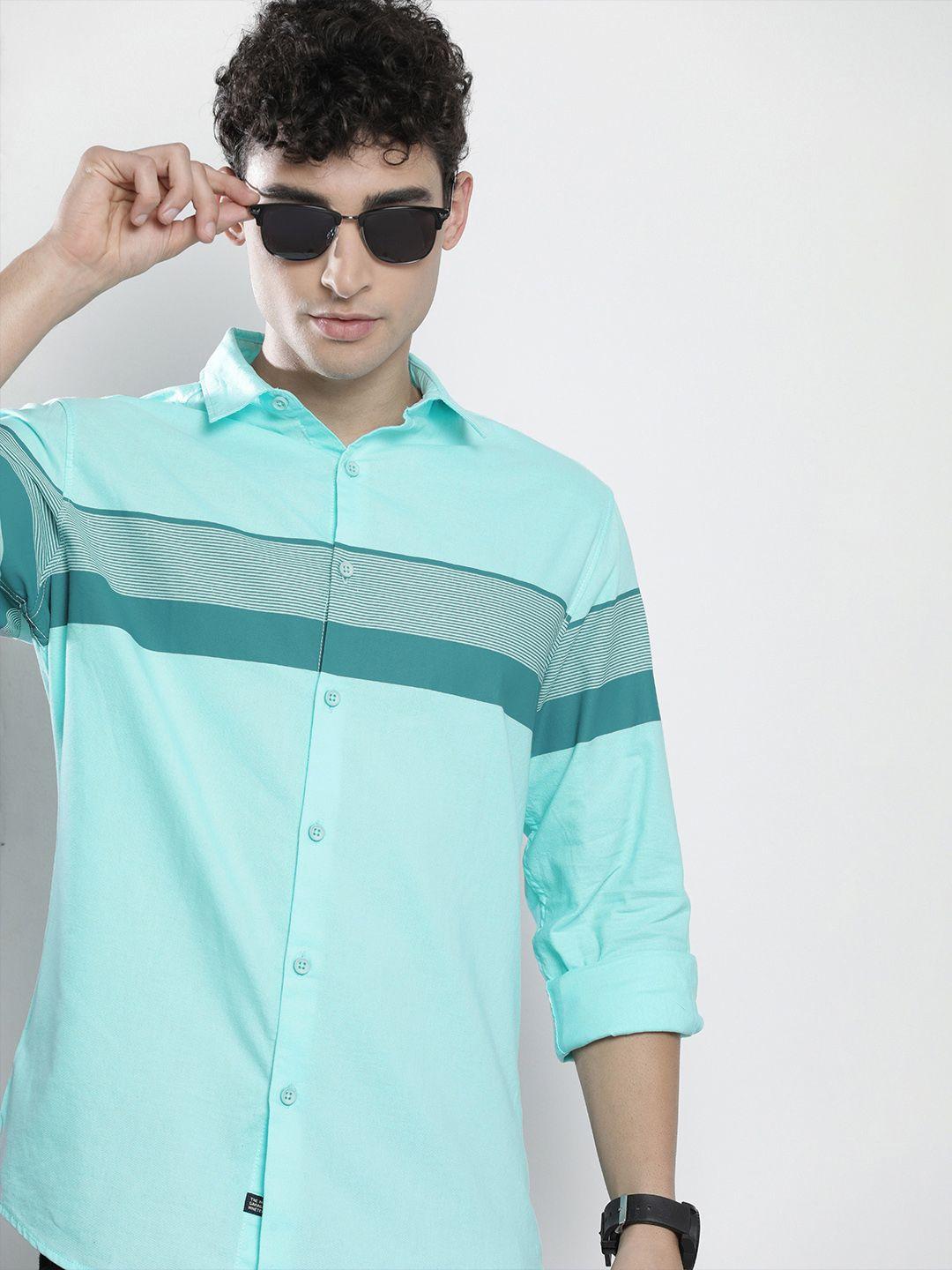 the-indian-garage-co-men-blue-horizontal-stripes-casual-cotton-shirt