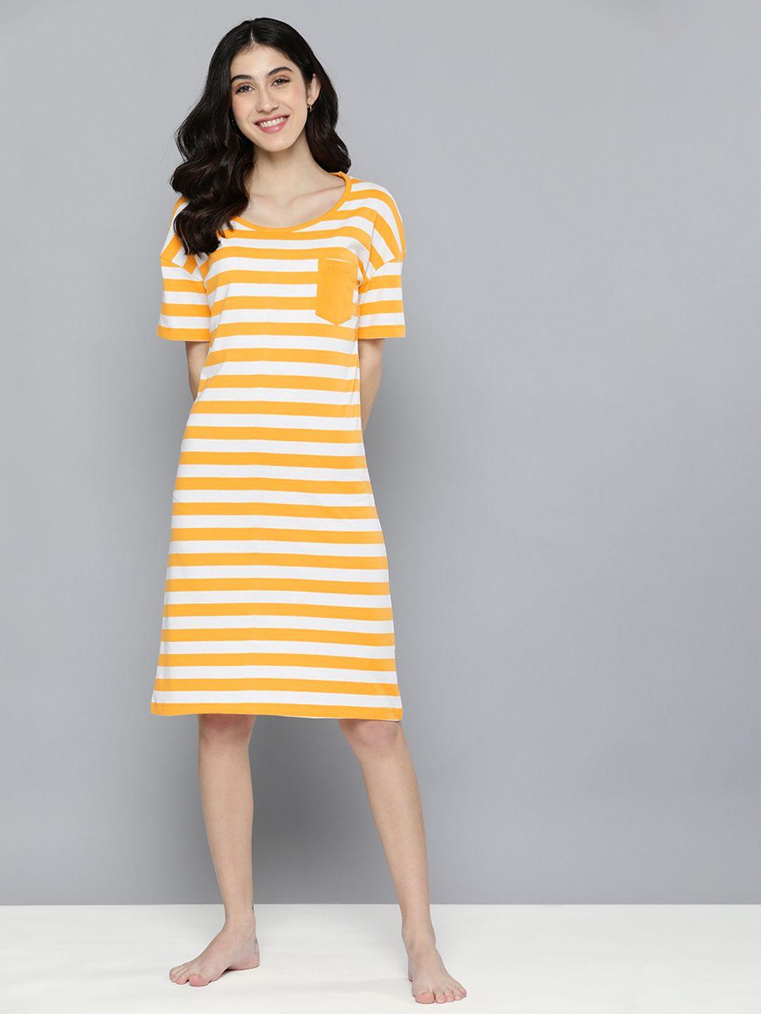 here&now-women-white-&-yellow-striped-nightdress