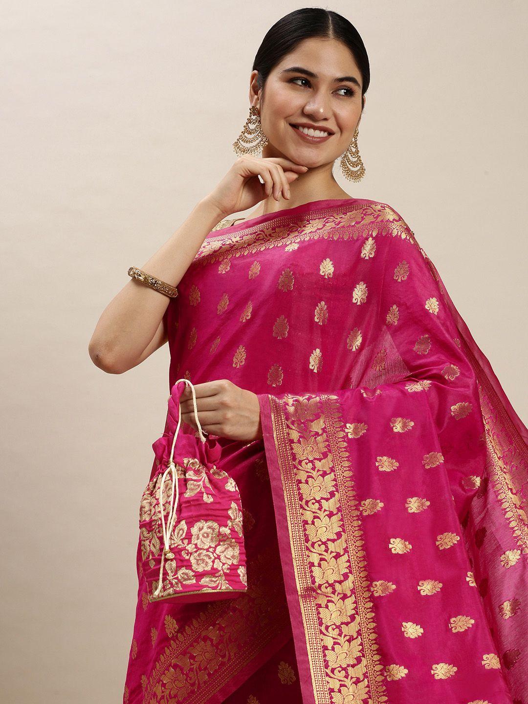 swatika-pink-&-gold-toned-woven-design-ethnic-motifs-pure-silk-bhagalpuri-saree