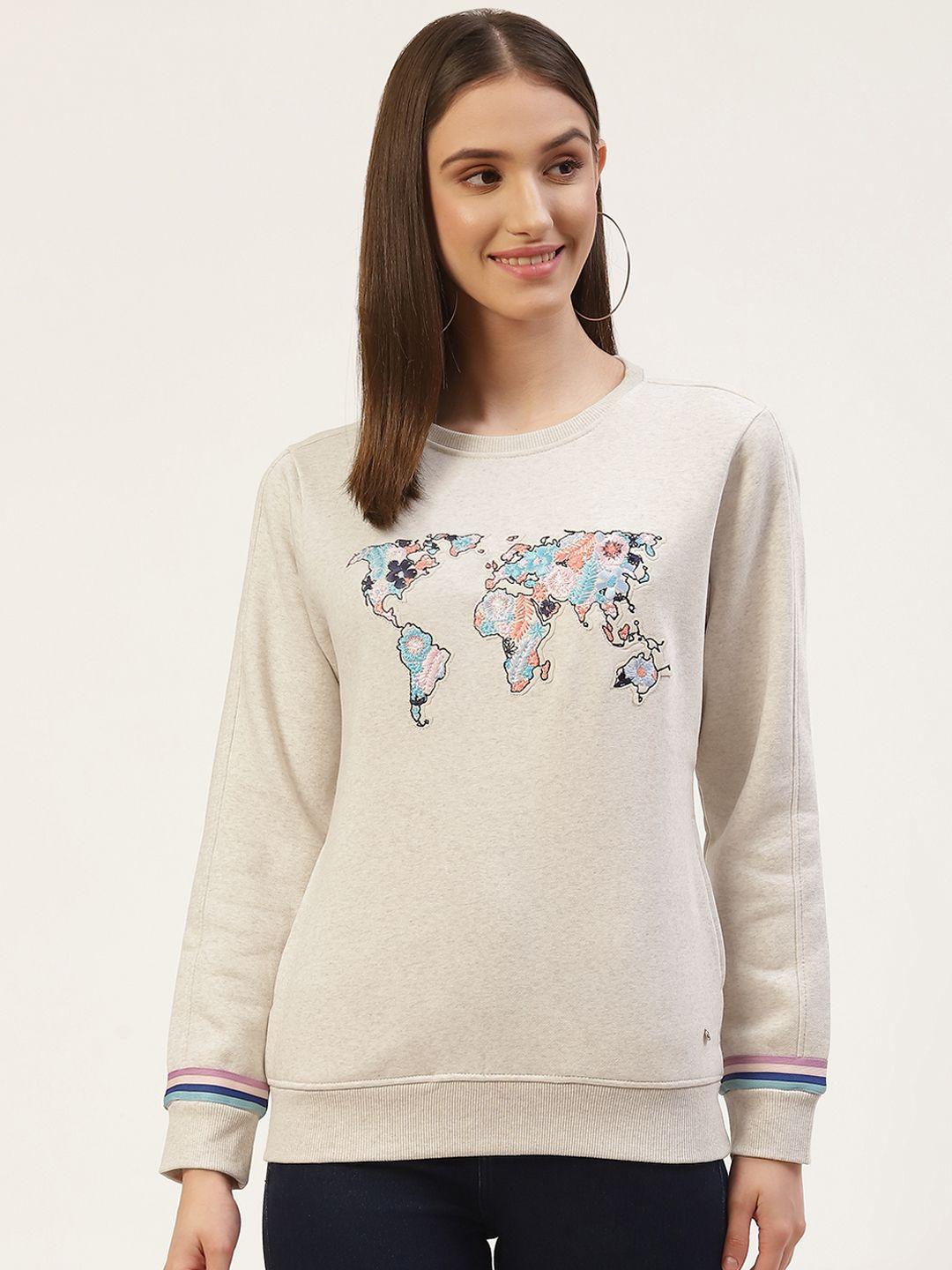 monte-carlo-women-grey-melange-embroidered-sweatshirt