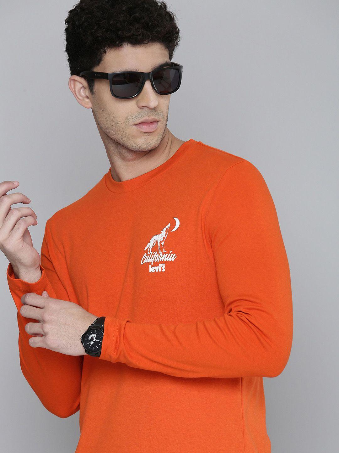 levis-men-orange-solid-t-shirt