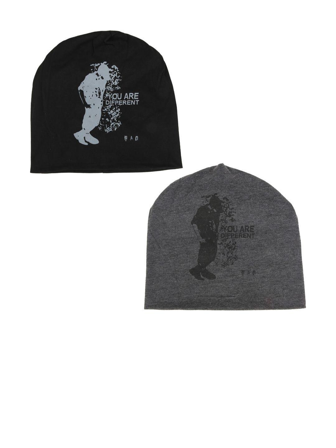 isweven-adults-unisex-pack-of-2-black-cotton-slouchy-beanie-and-skull-caps