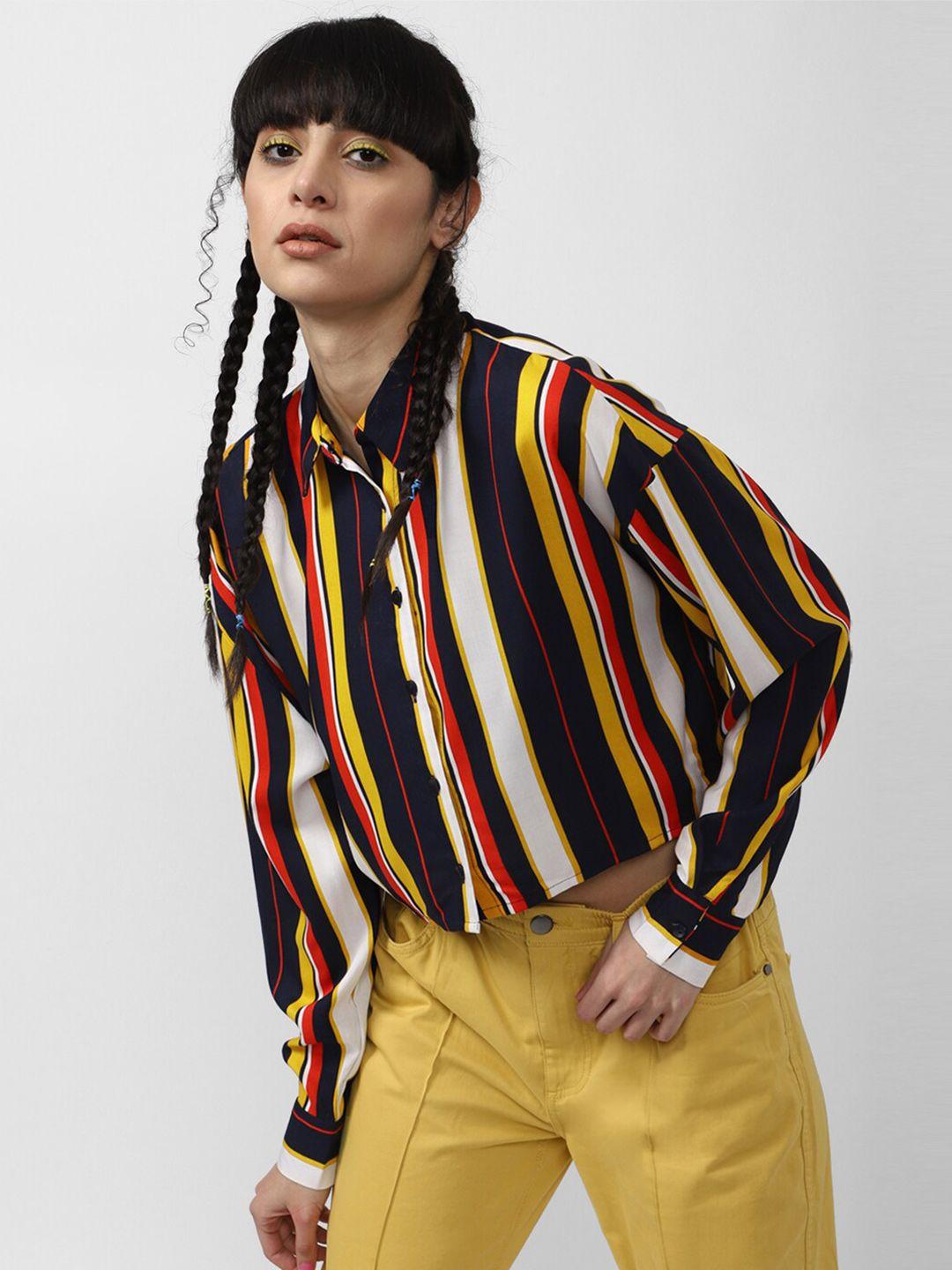 forever-21-black-&-yellow-striped-shirt-style-crop-top