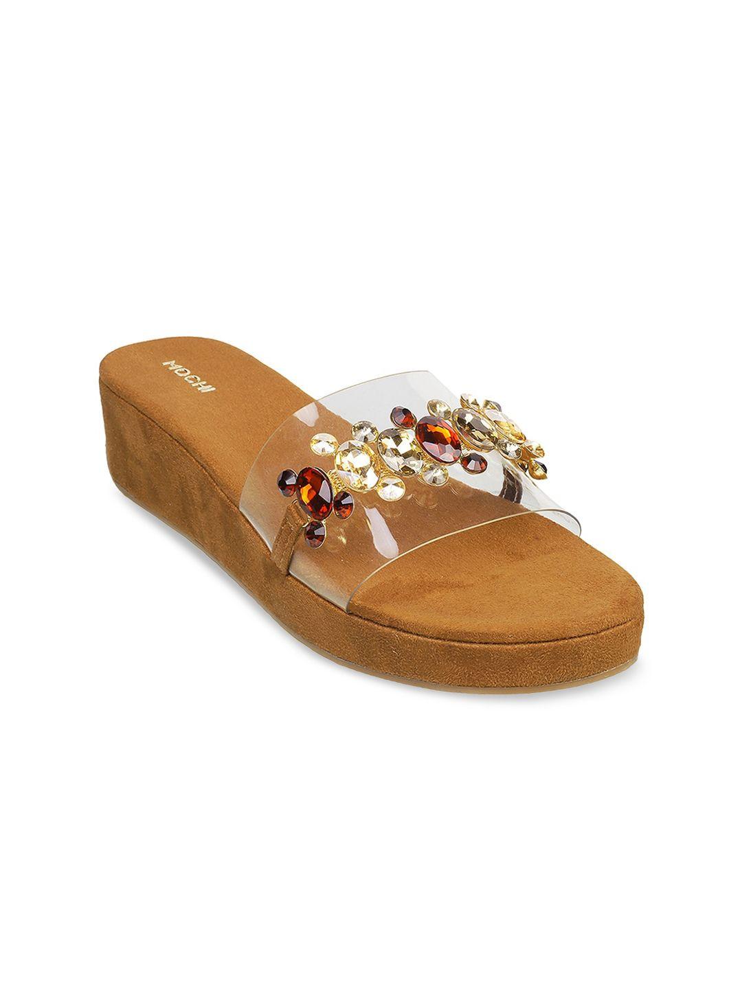 mochi-transparent-&-antique-gold-embellished-flatform-sandals