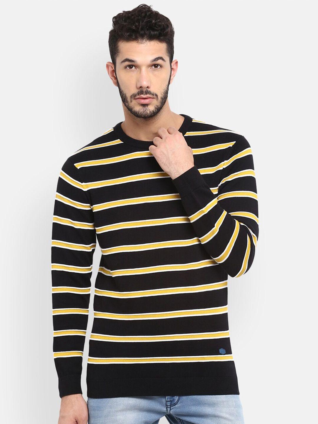 red-chief-men-navy-blue-&-yellow-striped-pure-cotton-casual-pullover-sweater