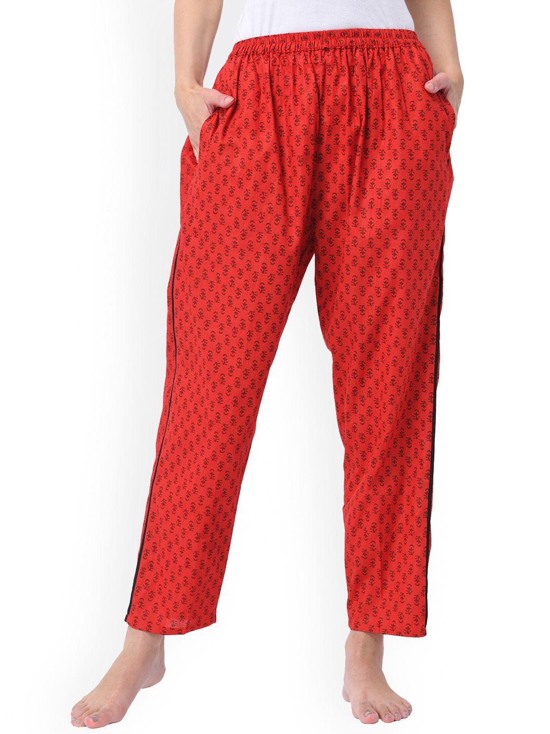 shararat-women-red-printed-cotton-lounge-pants