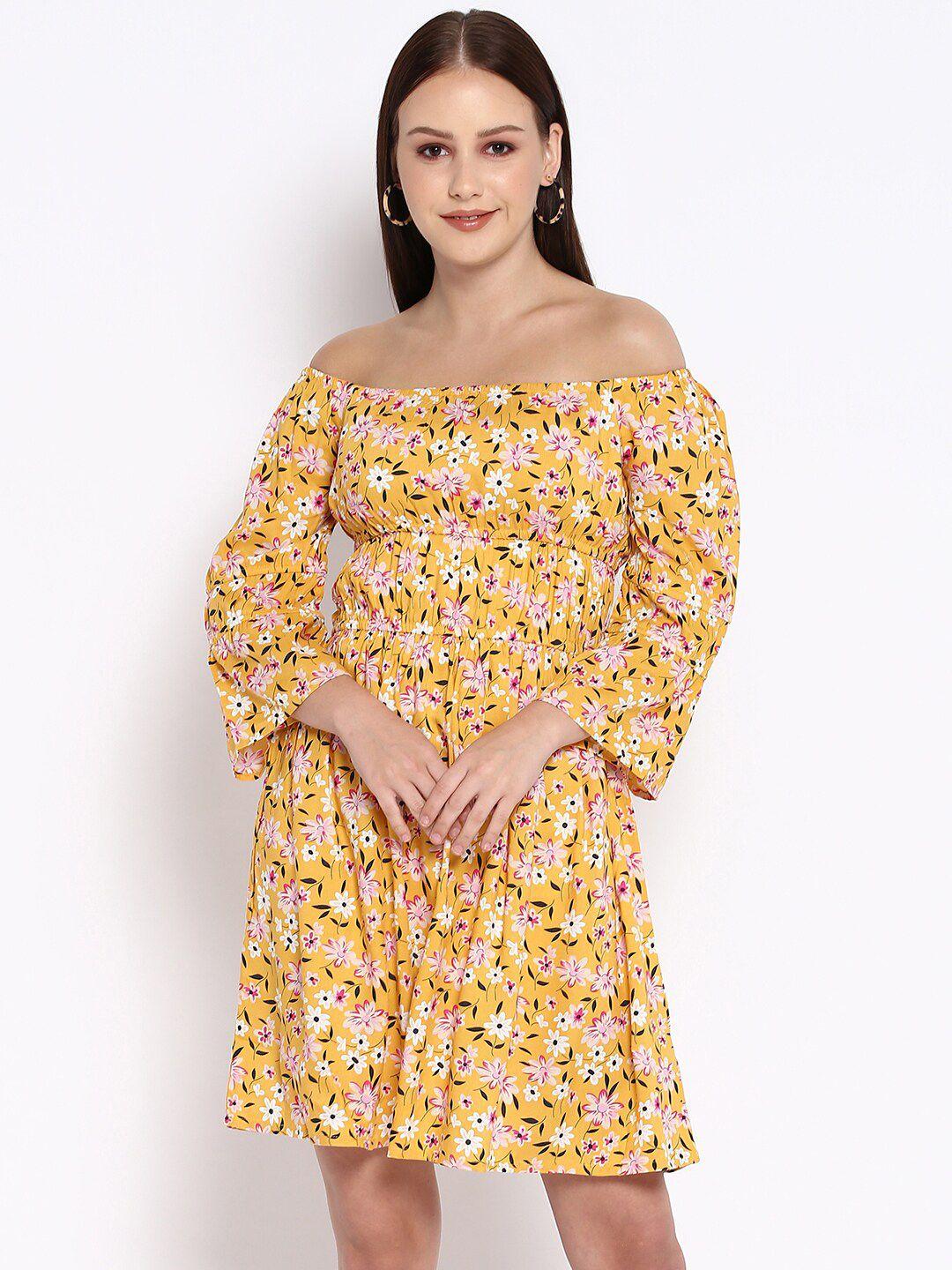 r&b-yellow-floral-off-shoulder-dress
