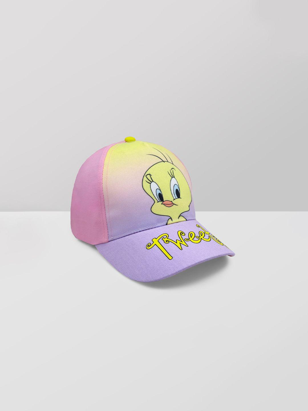 kids-ville-girls-lavender-&-pink-tweety-printed-baseball-cap