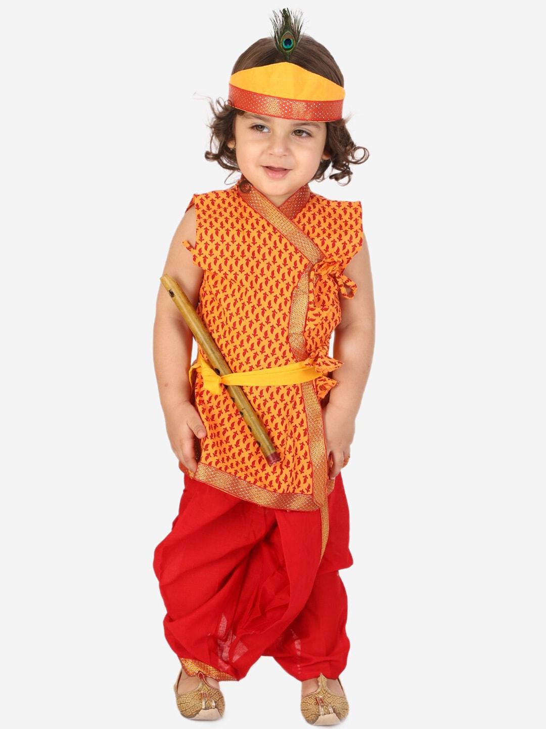 kid1-boys-yellow-ethnic-motifs-printed-angrakha-pure-cotton-krishna-set