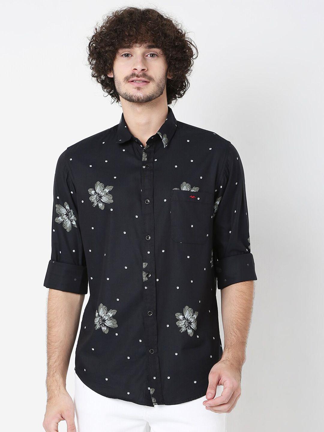 mufti-men-black-classic-slim-fit-printed-casual-shirt