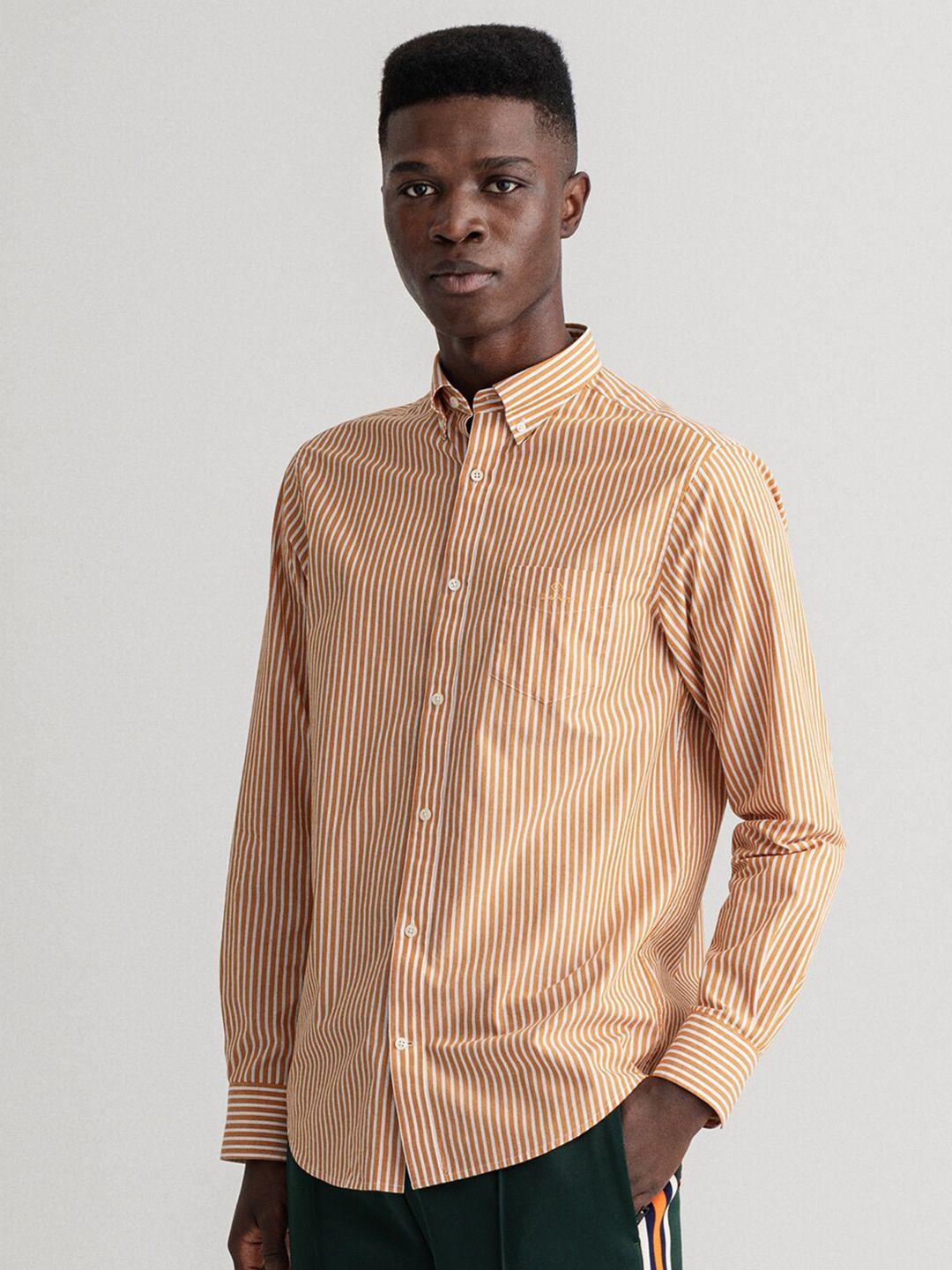 gant-men-orange-classic-striped-casual-shirt