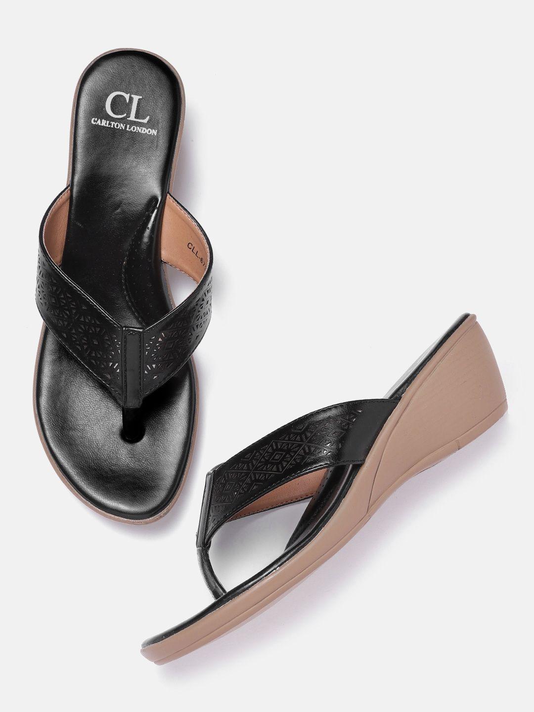 carlton-london-women-black-wedge-heels-with-laser-cuts