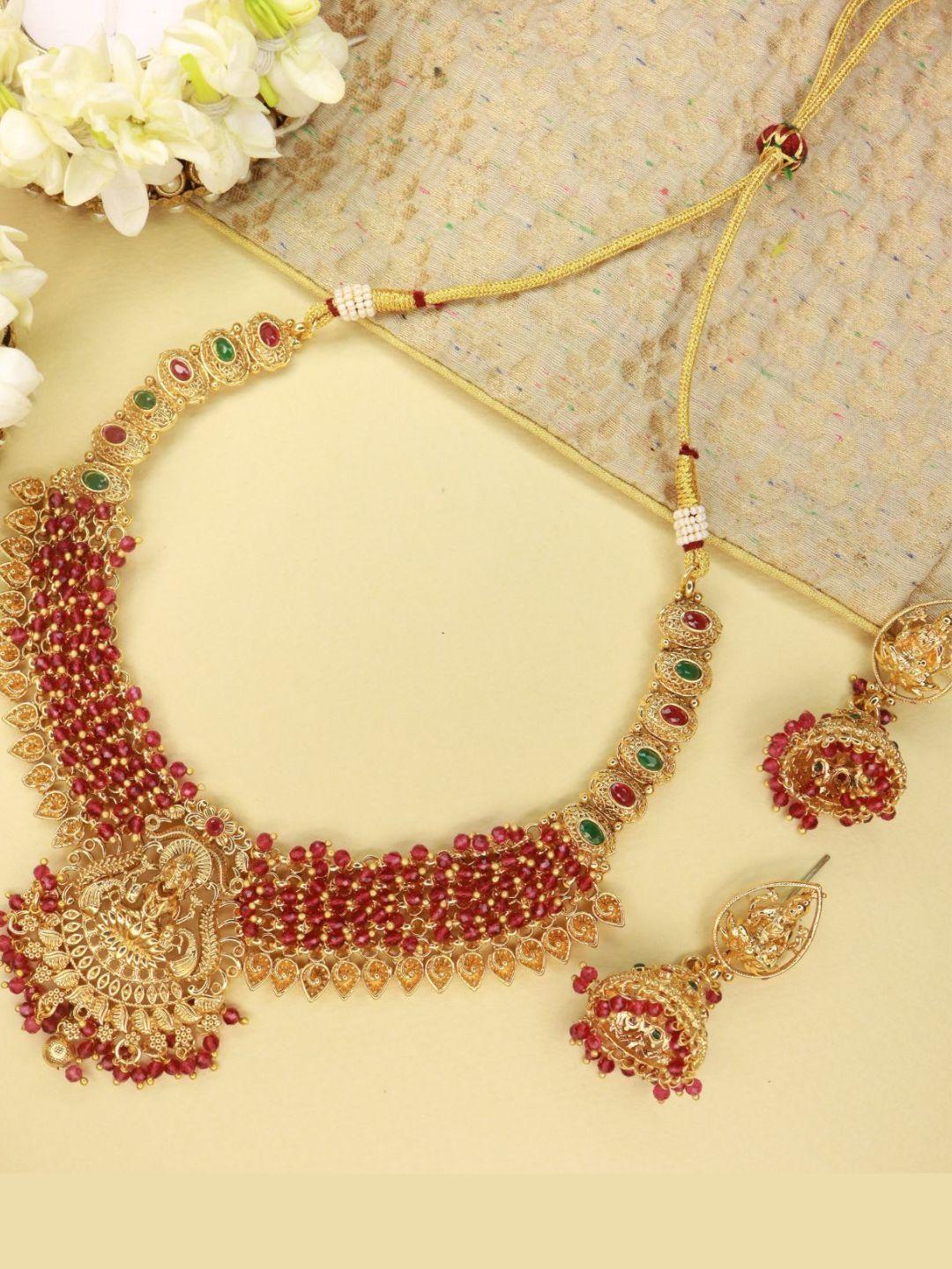 i-jewels-maroon-pearl-studded-gold-plated-choker-temple-jewellery-set