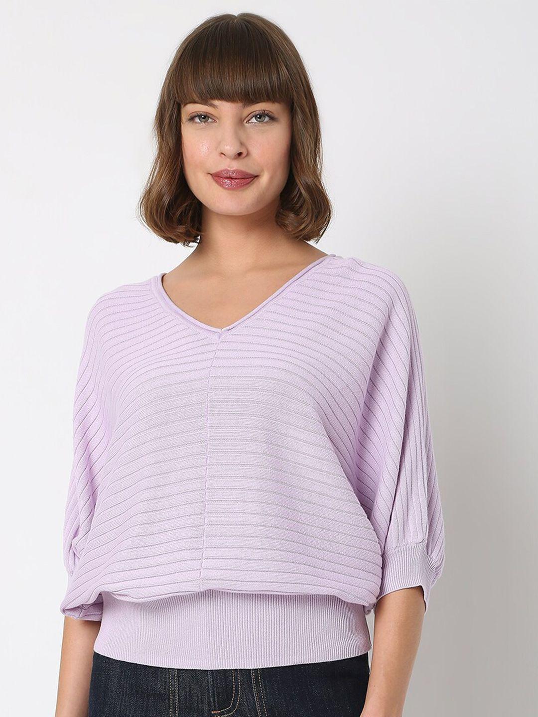vero-moda-women-purple-striped-cotton-pullover