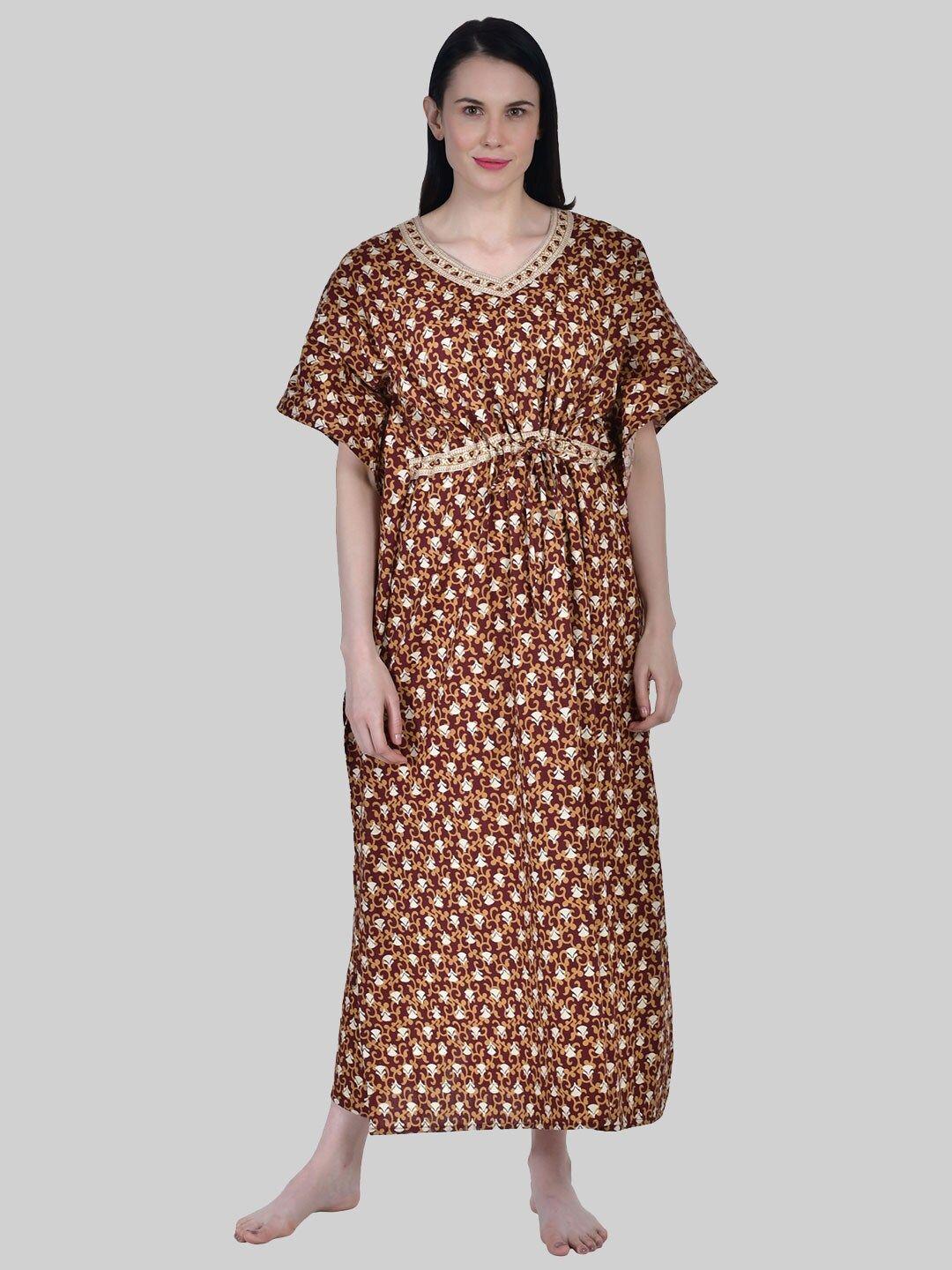 shararat-brown-printed-kaftan-nightdress