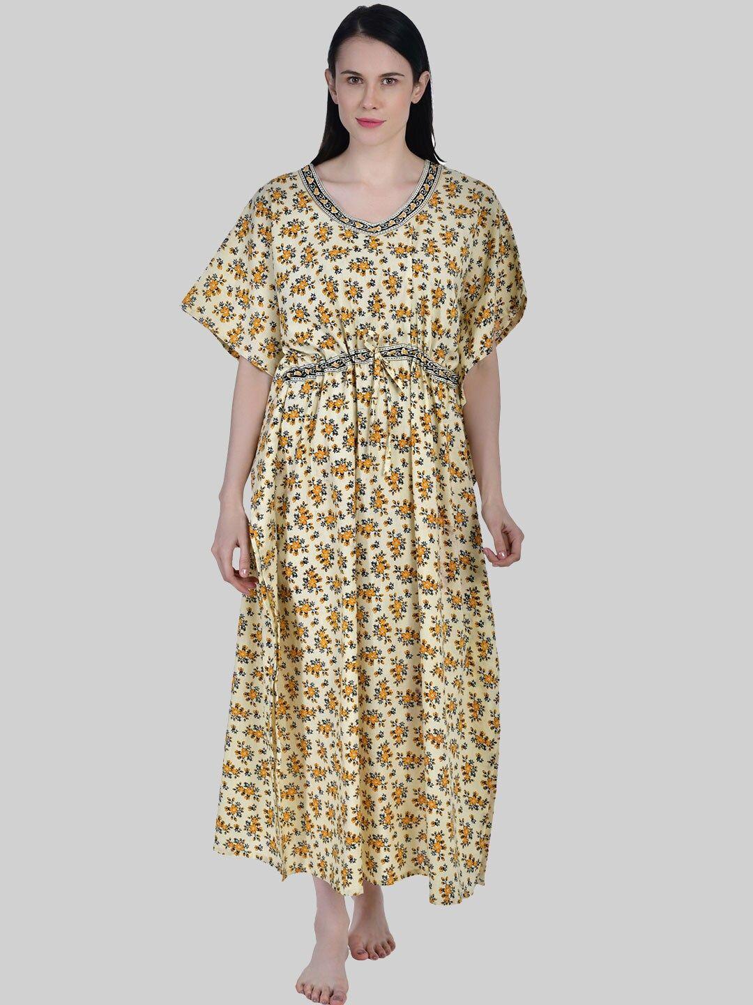 shararat-women's--yellow-printed-maxi-nightdress