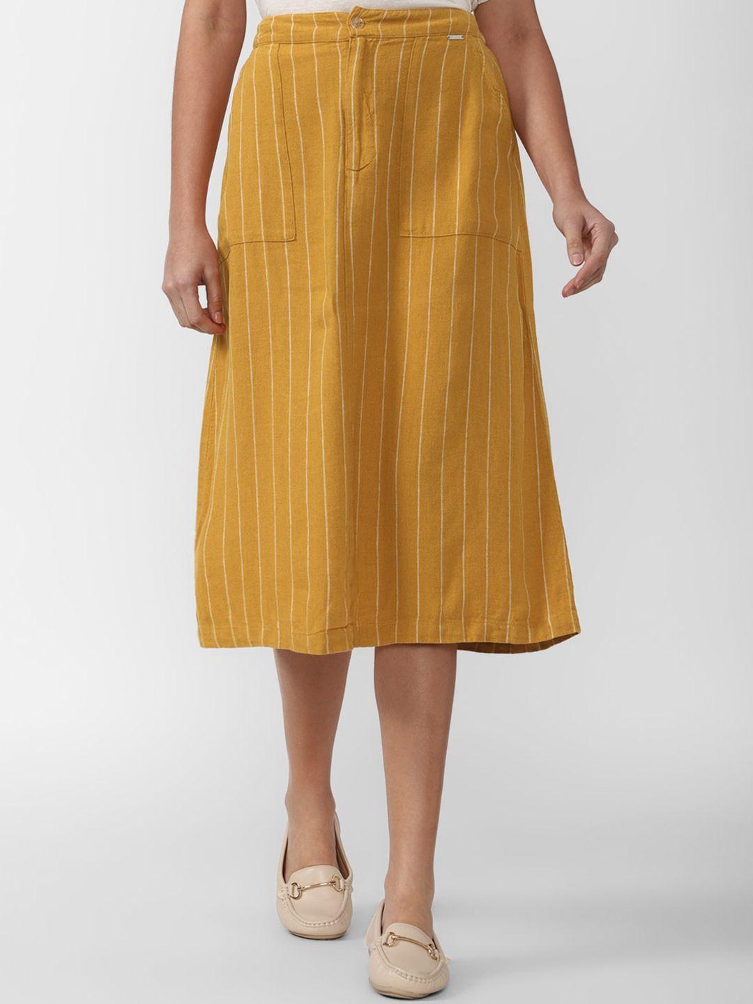 van-heusen-woman-yellow-&-white-striped-a-line-midi-skirt