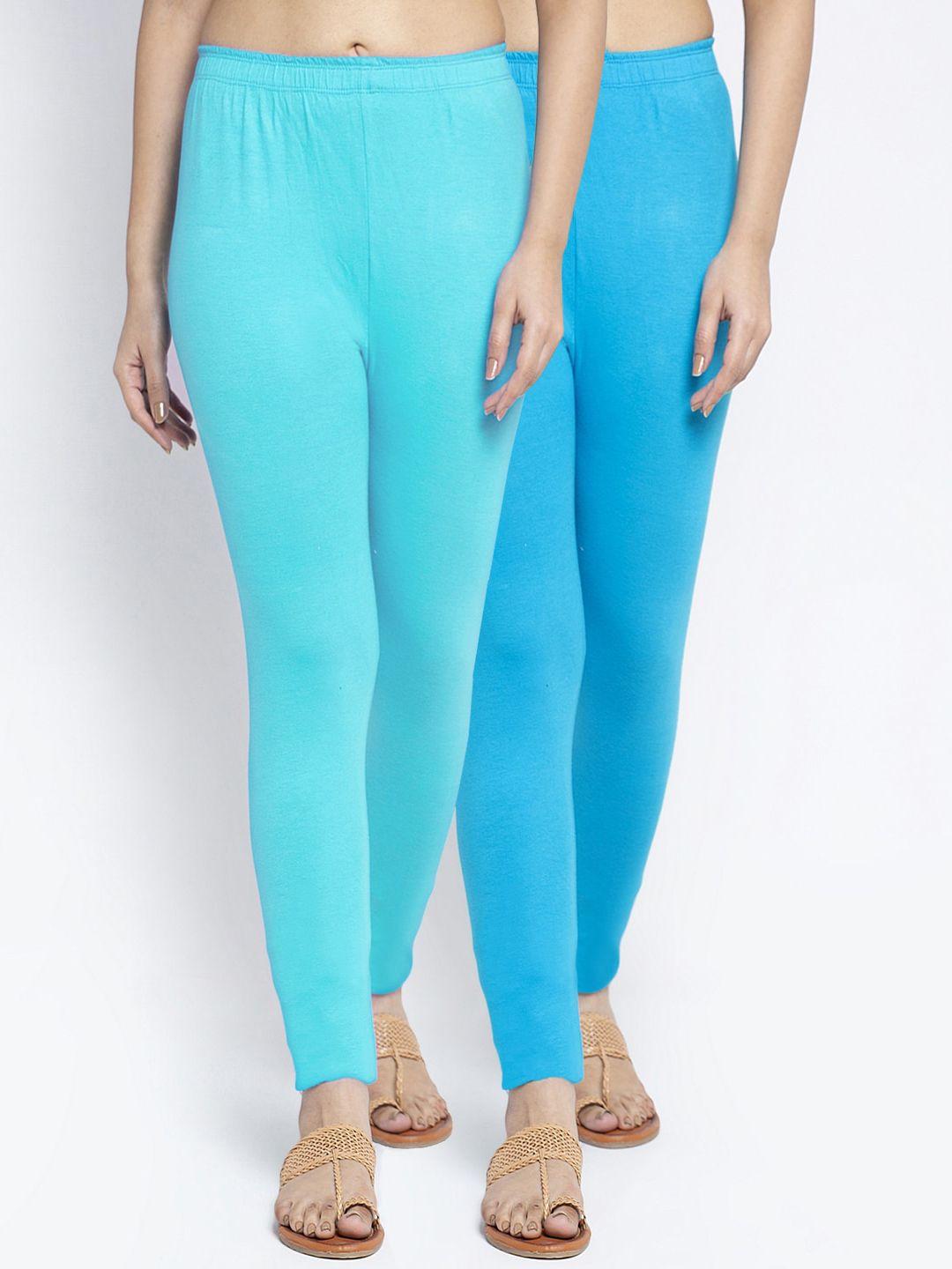 gracit-women-blue-pack-of-2-solid-ankle-length-leggings