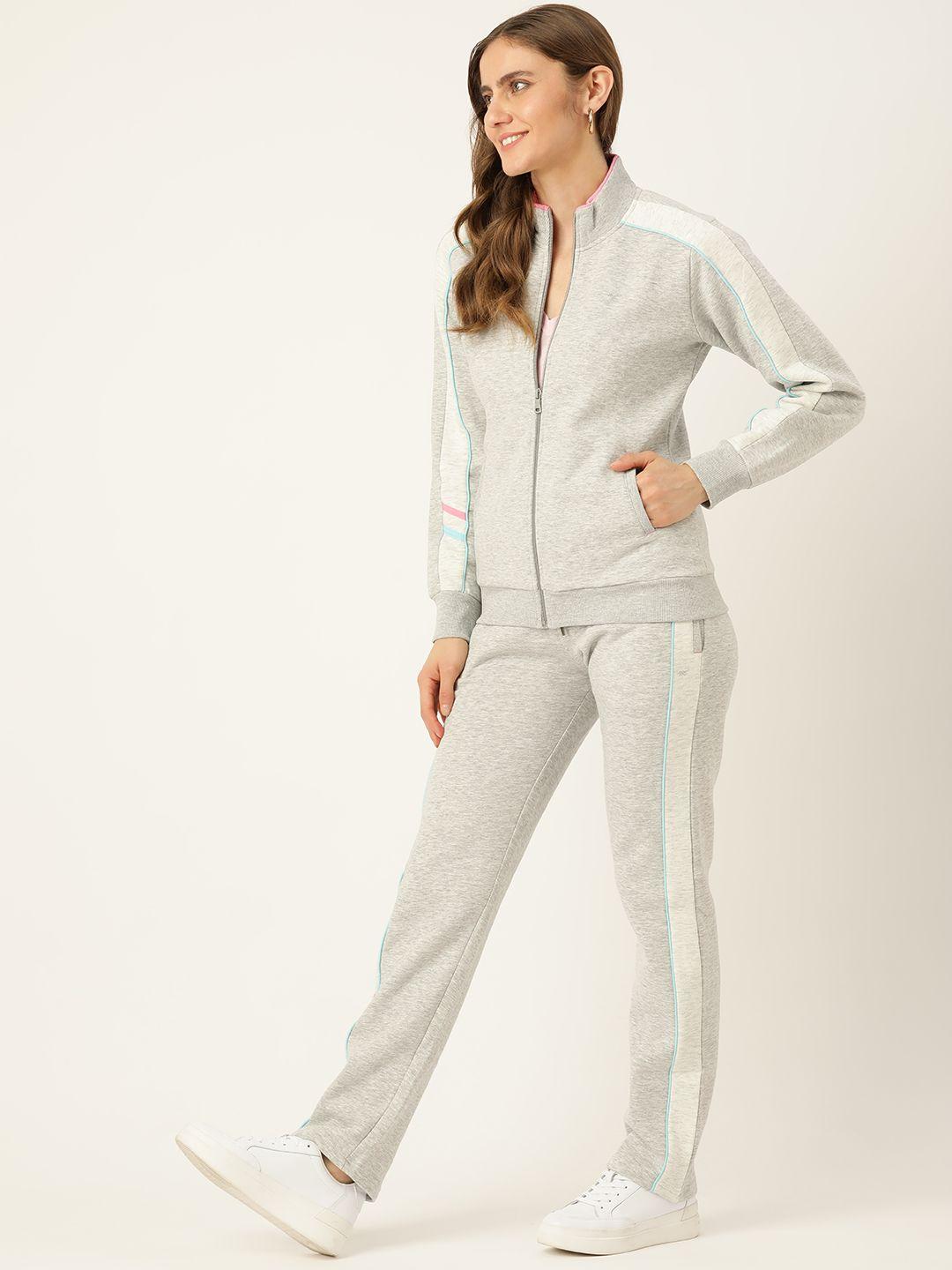 monte-carlo-women-grey-melange-solid-knitted-tracksuit
